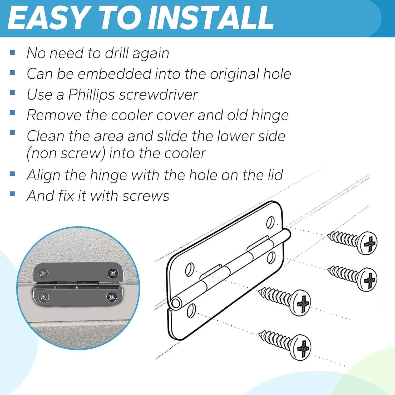Bisagras de Acero Inoxidable Ophjerg para Enfriadores Igloo - Juego de 3