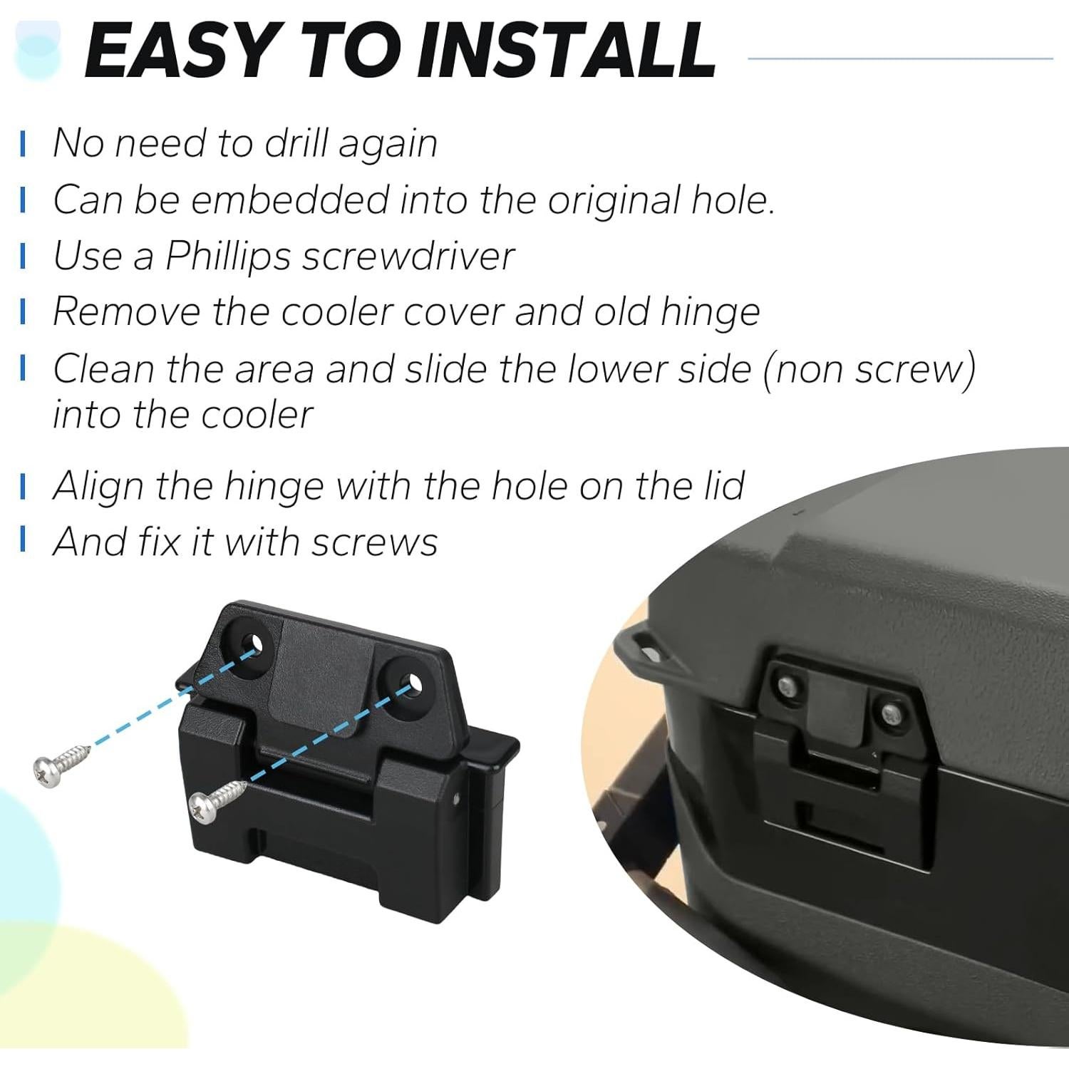 Bisagras de Cooler Ophjerg para Igloo 25, 52, 72 Qt - Juego de 2