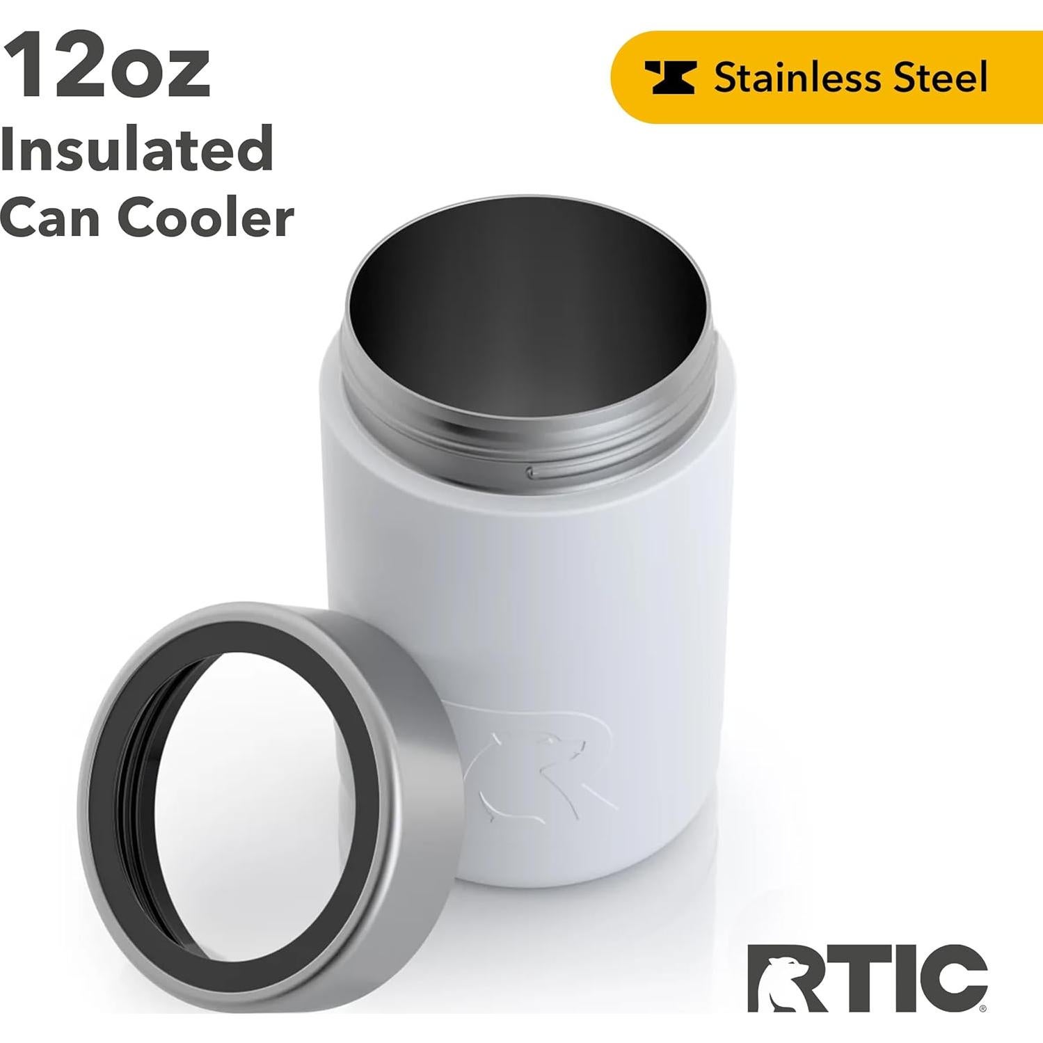 Enfriador de Latas RTIC 12oz Acero Inoxidable Blanco Doble Pared