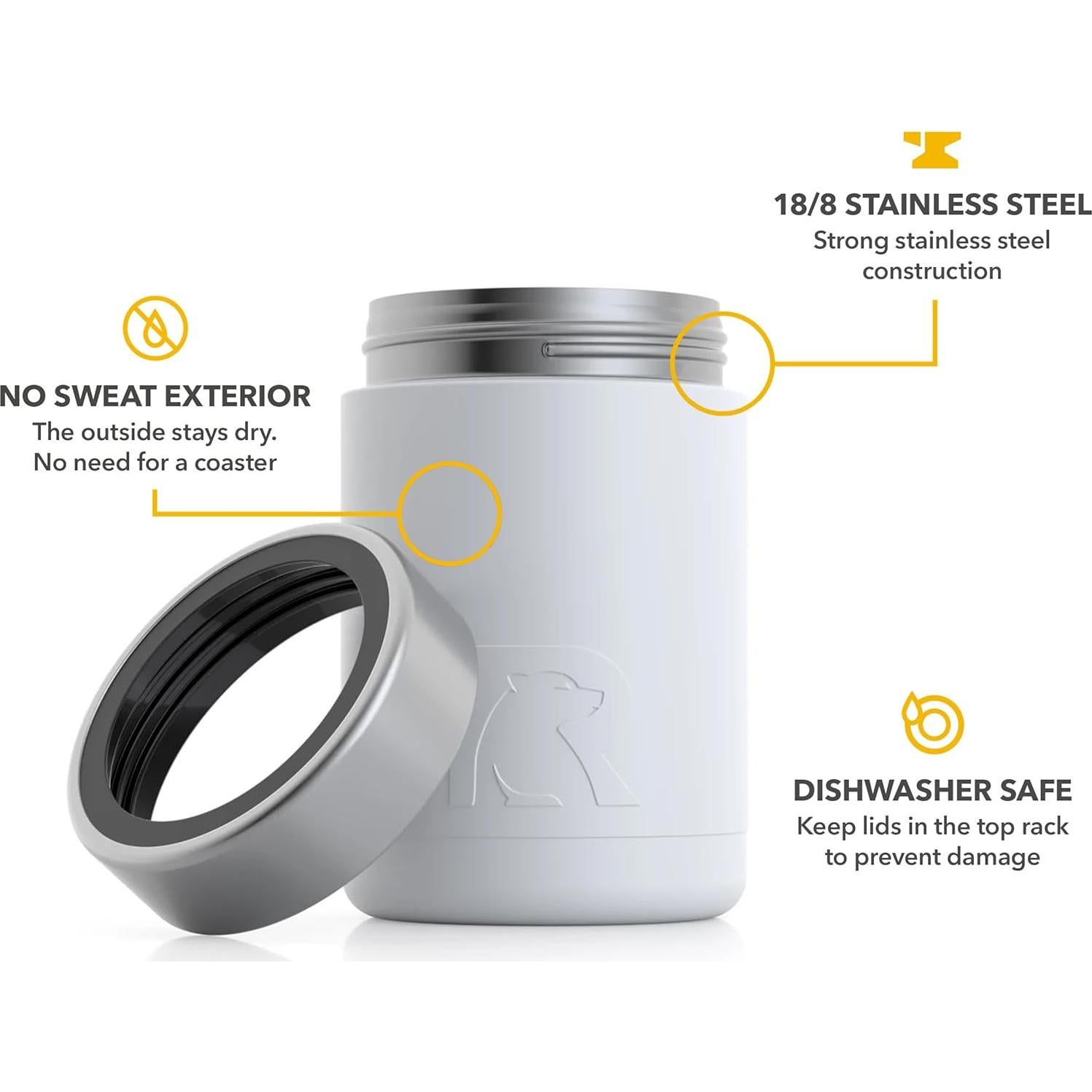 Enfriador de Latas RTIC 12oz Acero Inoxidable Blanco Doble Pared