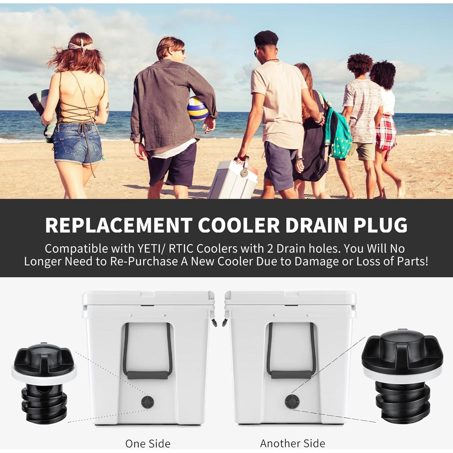 Paquete de 4 Tapones de Drenaje para Cooler YETI RTIC