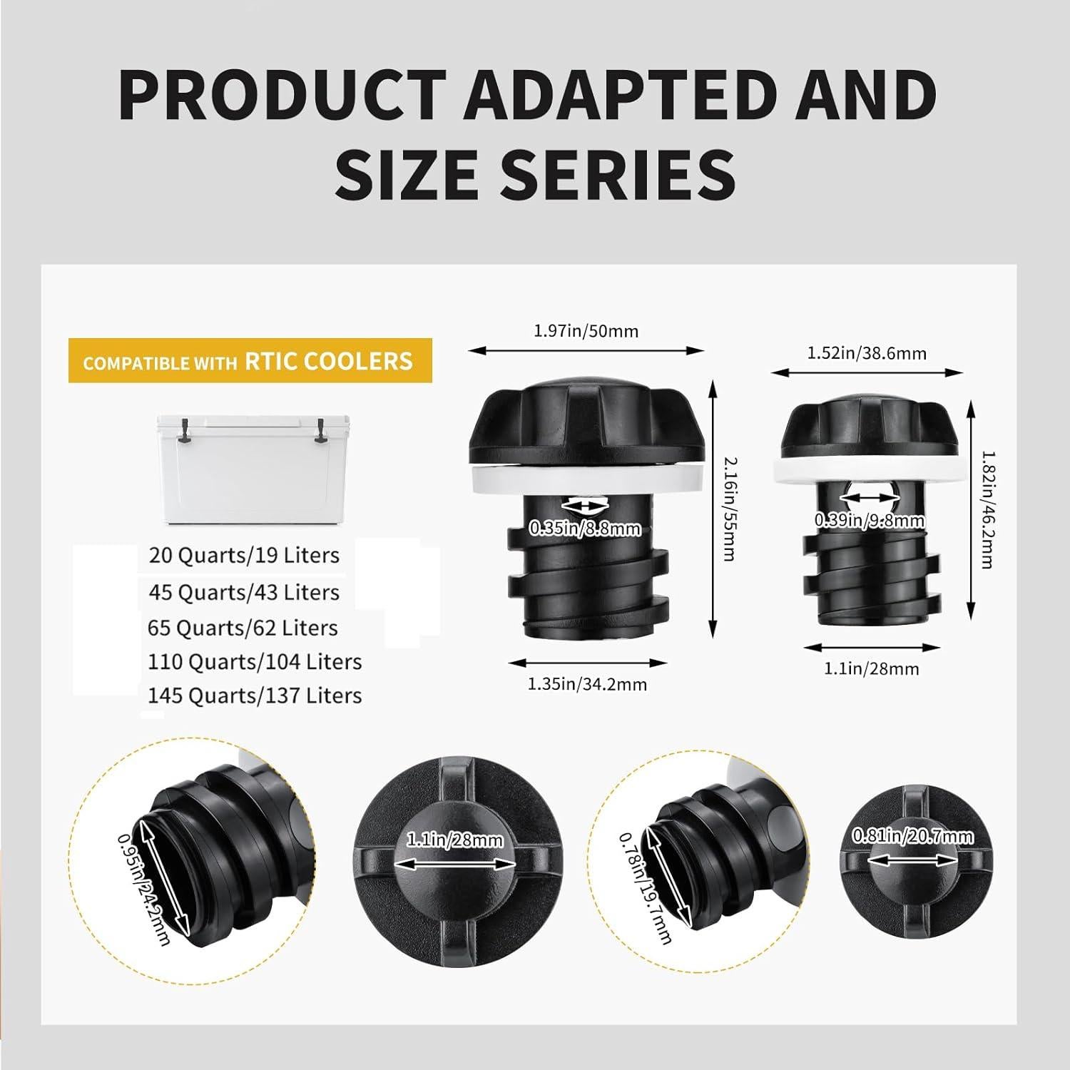 Paquete de 4 Tapones de Drenaje para Cooler YETI RTIC