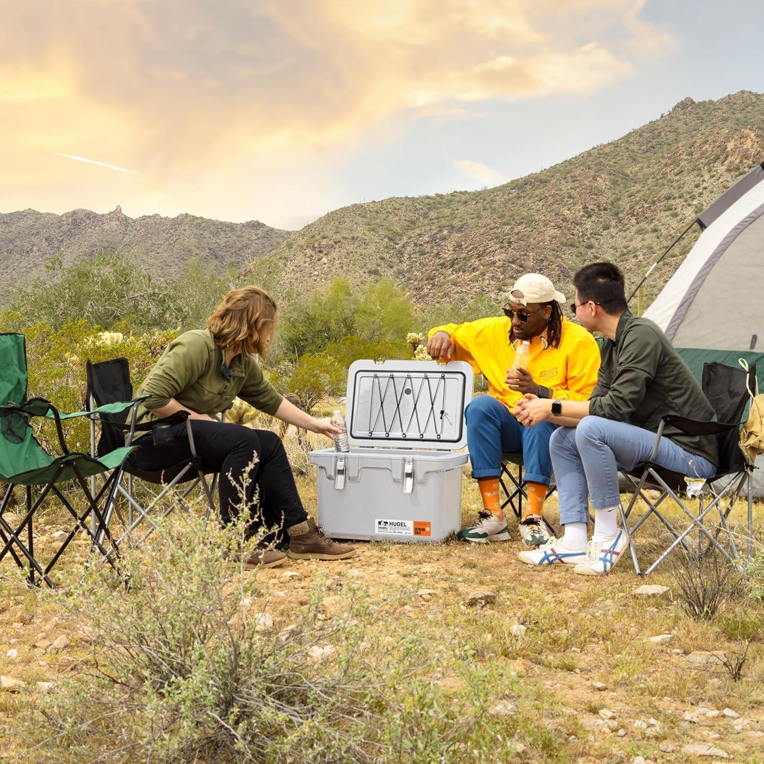 Cooler Duro IRIS USA 44 Qt Aislado Gris Claro con Correa Bungee