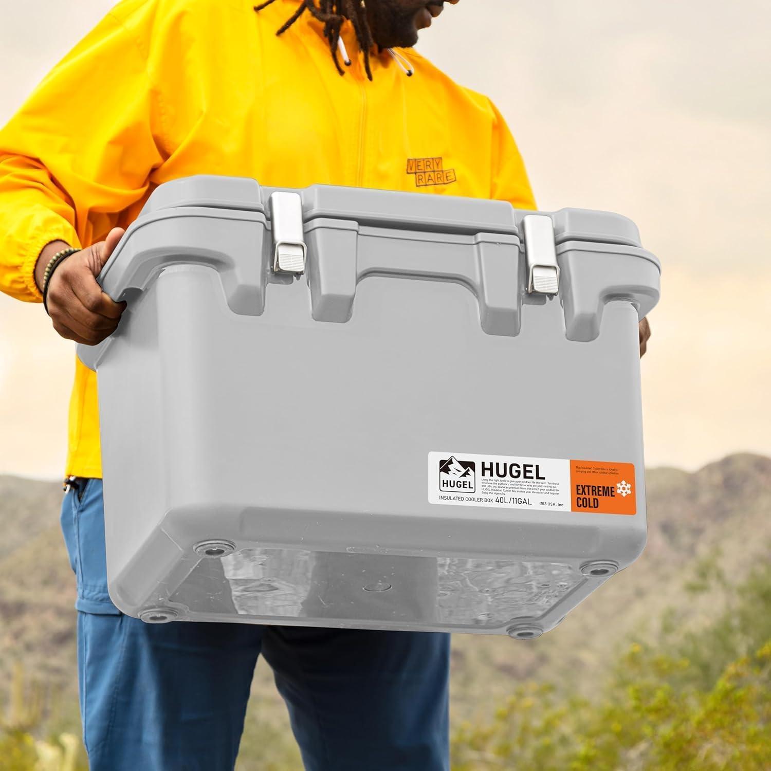 Cooler Duro IRIS USA 44 Qt Aislado Gris Claro con Correa Bungee