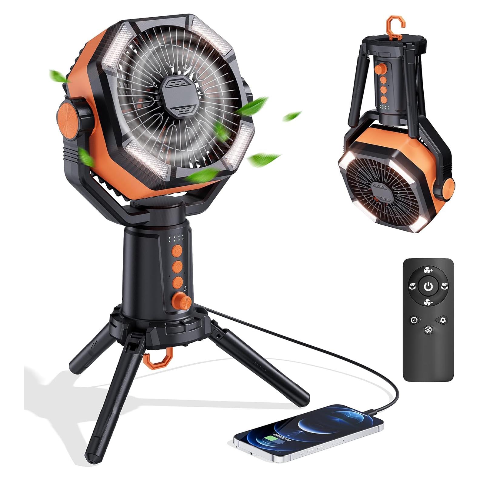 Ventilador portátil MORIKO 20000mAh con linterna LED y control remoto