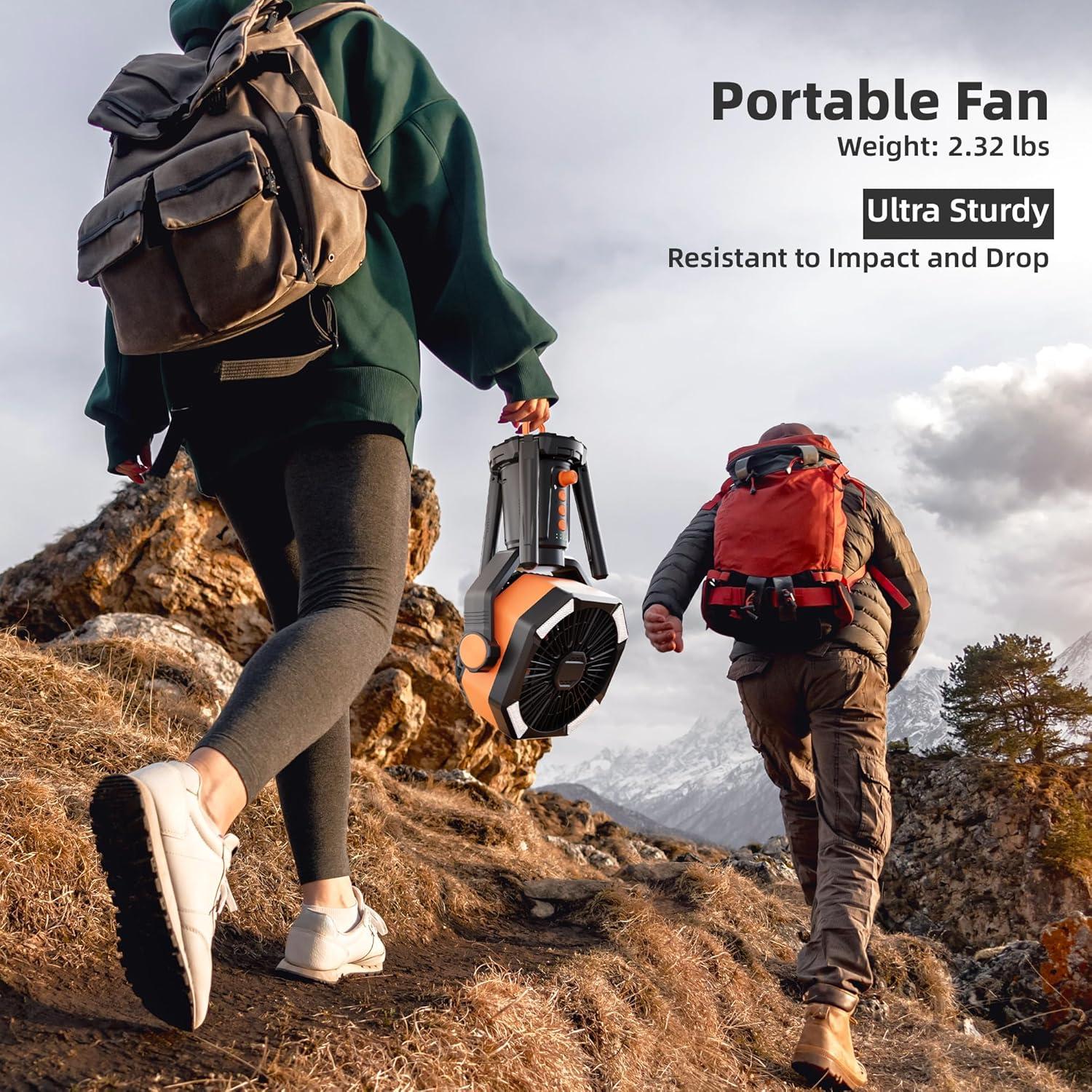 Ventilador portátil MORIKO 20000mAh con linterna LED y control remoto