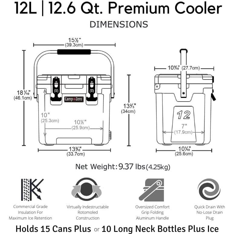 Enfriador Premium CAMP-ZERO 12L Turquesa con Portavasos
