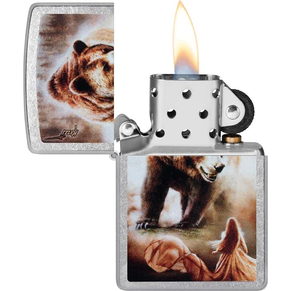 Encendedor Zippo Mazzi Oso Grizzly Cromo Callejero 2022