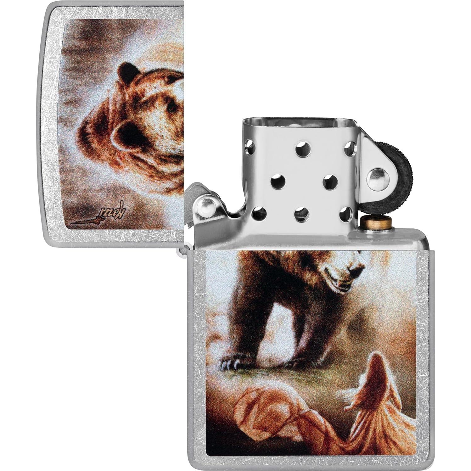 Encendedor Zippo Mazzi Oso Grizzly Cromo Callejero 2022