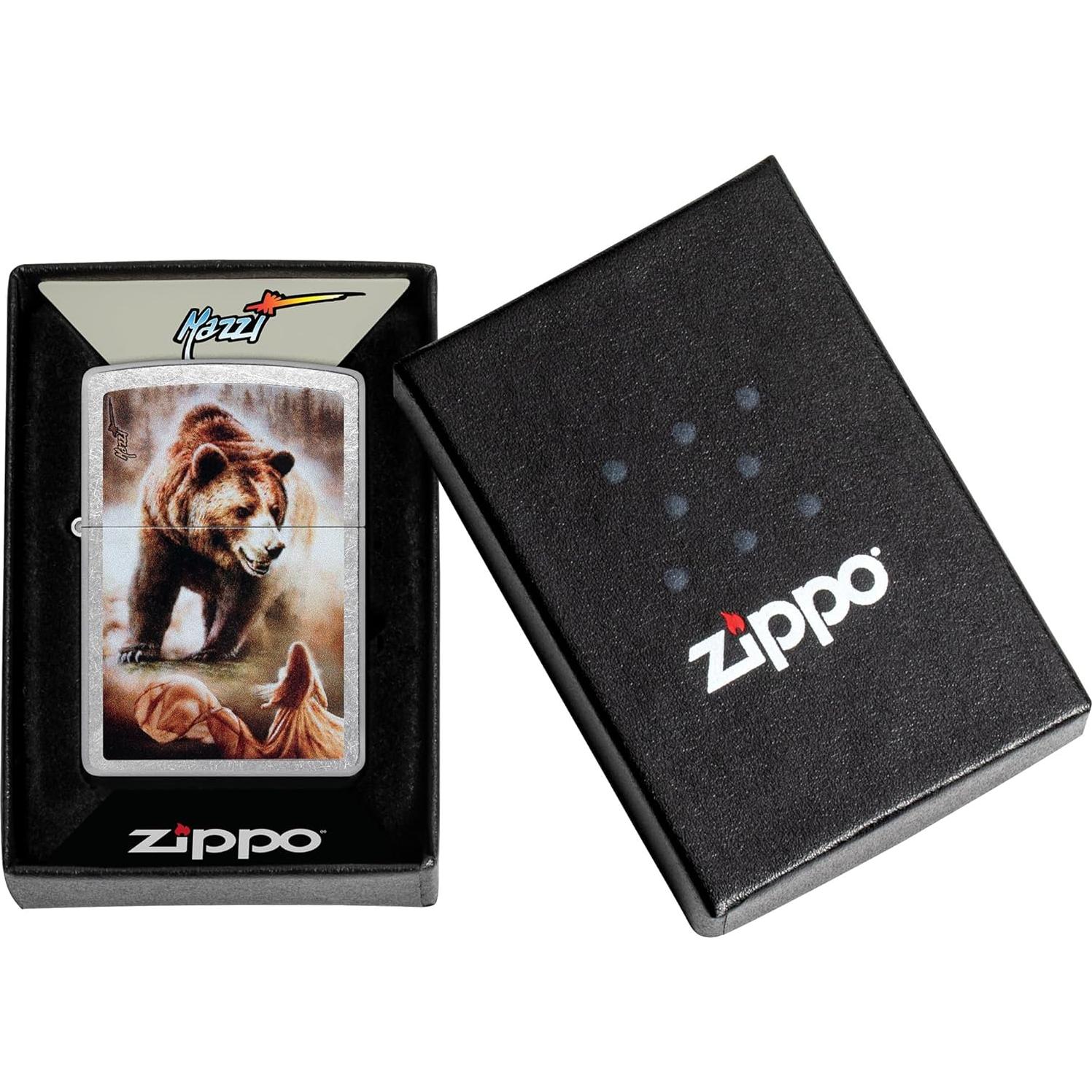 Encendedor Zippo Mazzi Oso Grizzly Cromo Callejero 2022