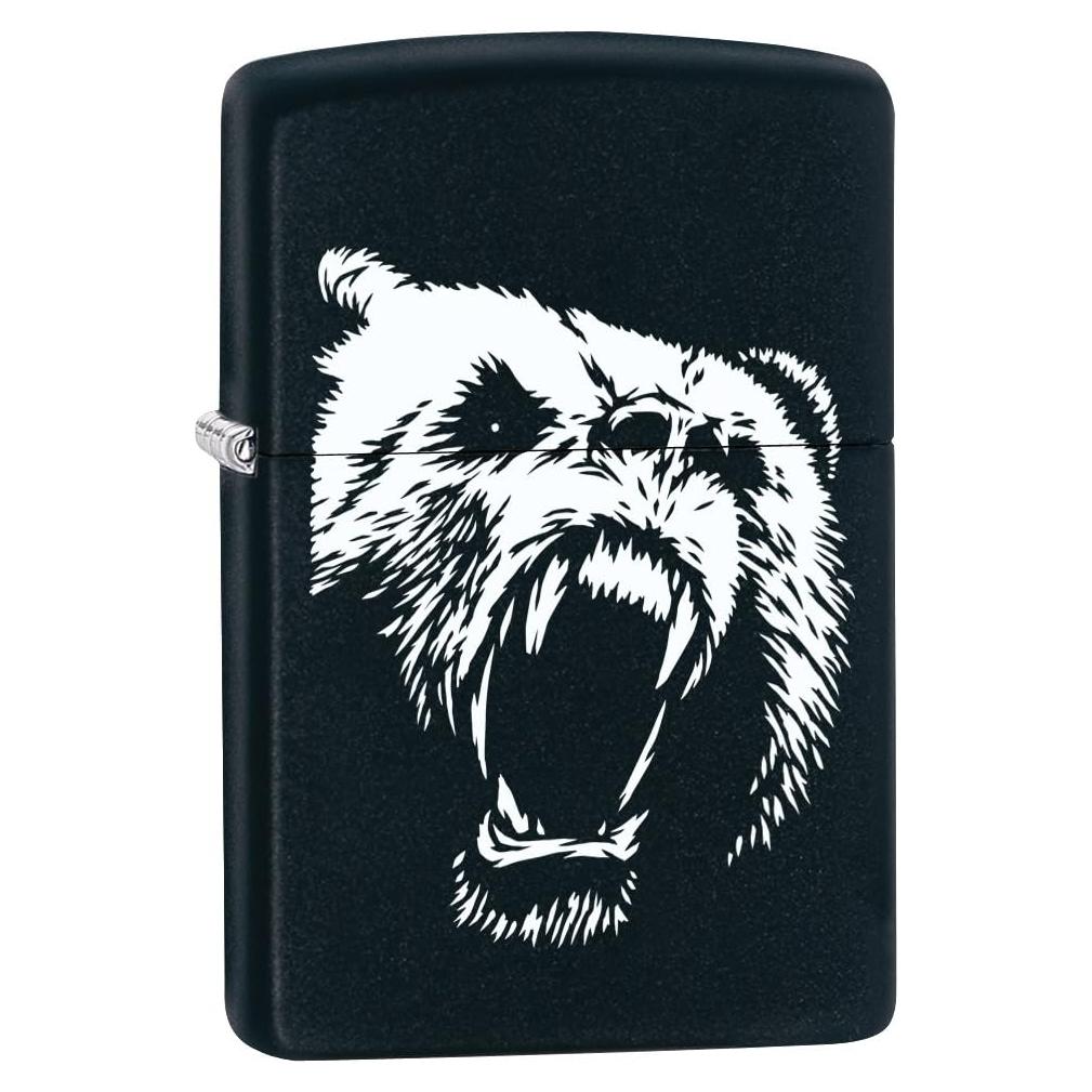 Encendedor Zippo Oso Grizzly Negro Mate Recargable
