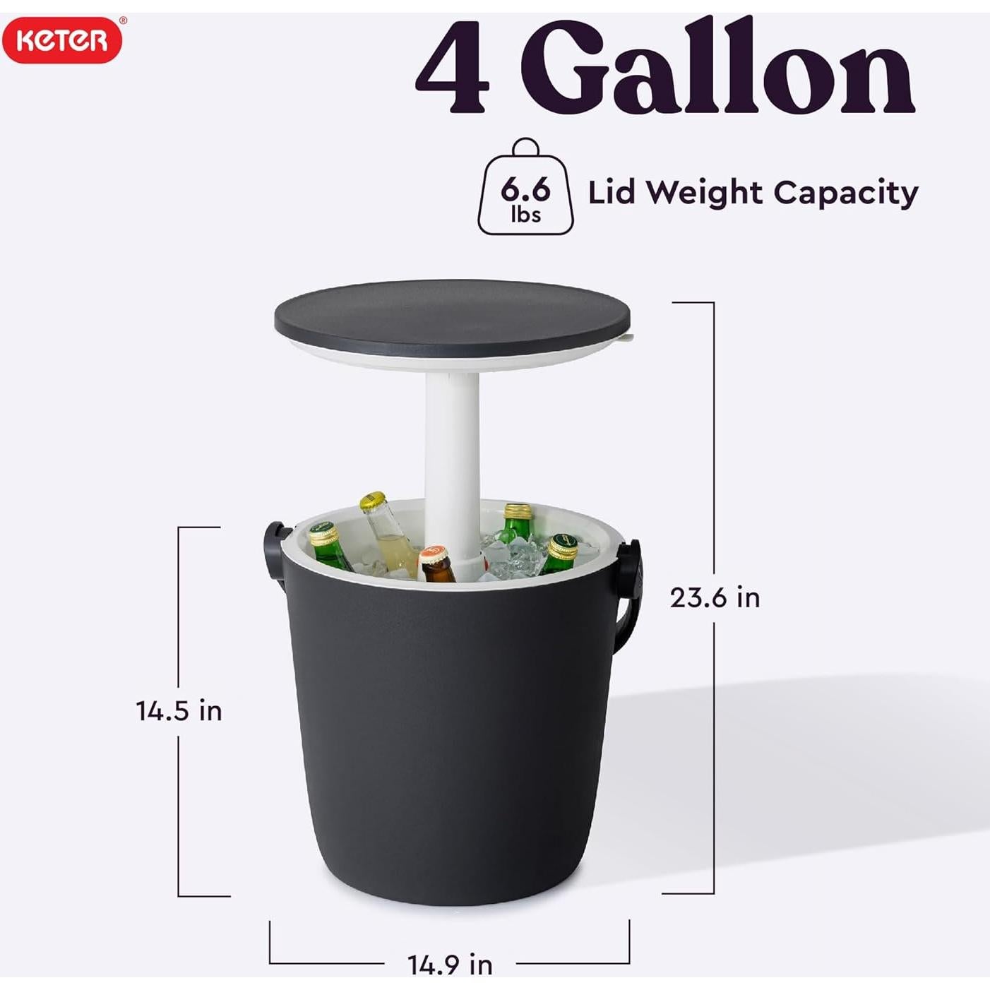 Enfriador Portátil Keter Go Bar 15.9L con Mesa Plegable Grafito
