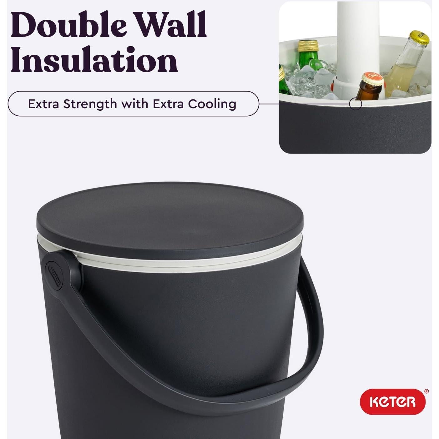 Enfriador Portátil Keter Go Bar 15.9L con Mesa Plegable Grafito