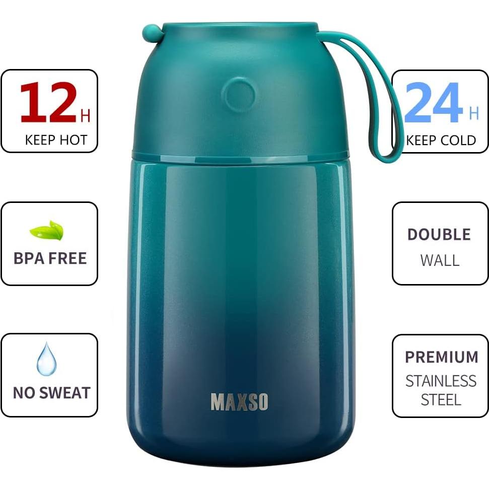 Set de 2 Tarros de Comida Térmicos MAXSO 17 oz y 24 oz