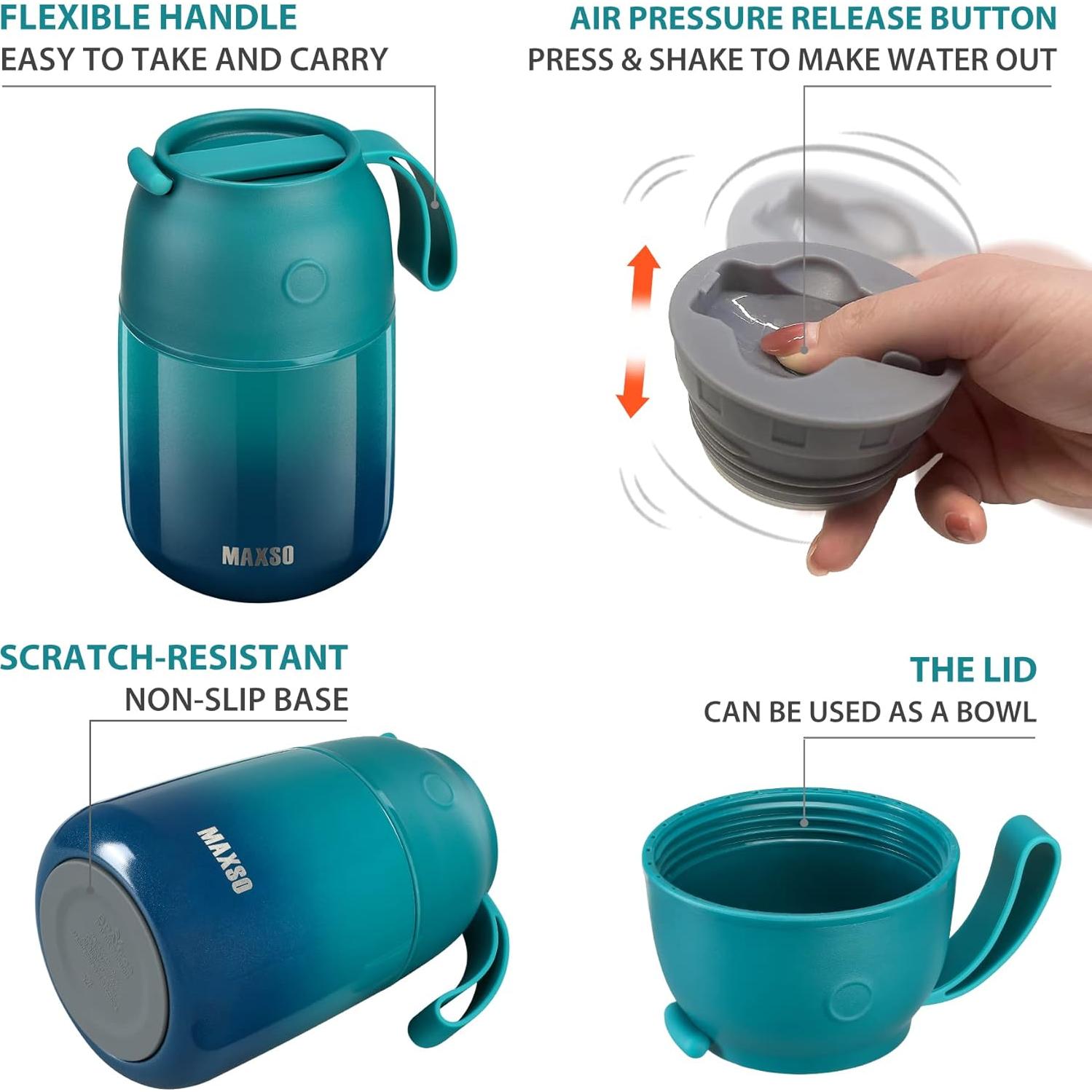 Set de 2 Tarros de Comida Térmicos MAXSO 17 oz y 24 oz