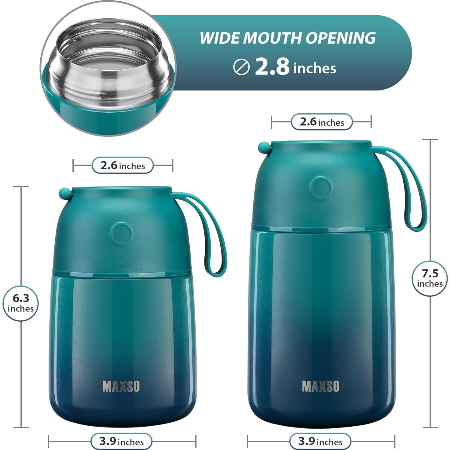 Set de 2 Tarros de Comida Térmicos MAXSO 17 oz y 24 oz