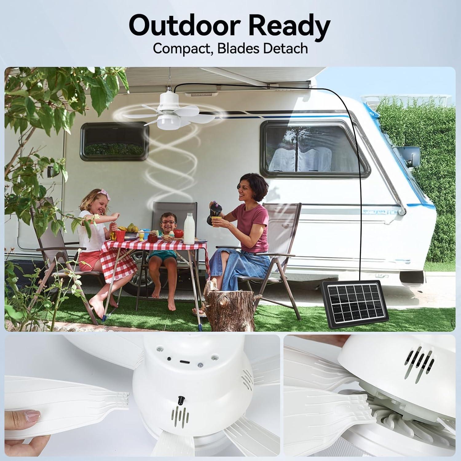 Ventilador de Techo Solar WVMNQO 46.99 cm con Luz y Control Remoto