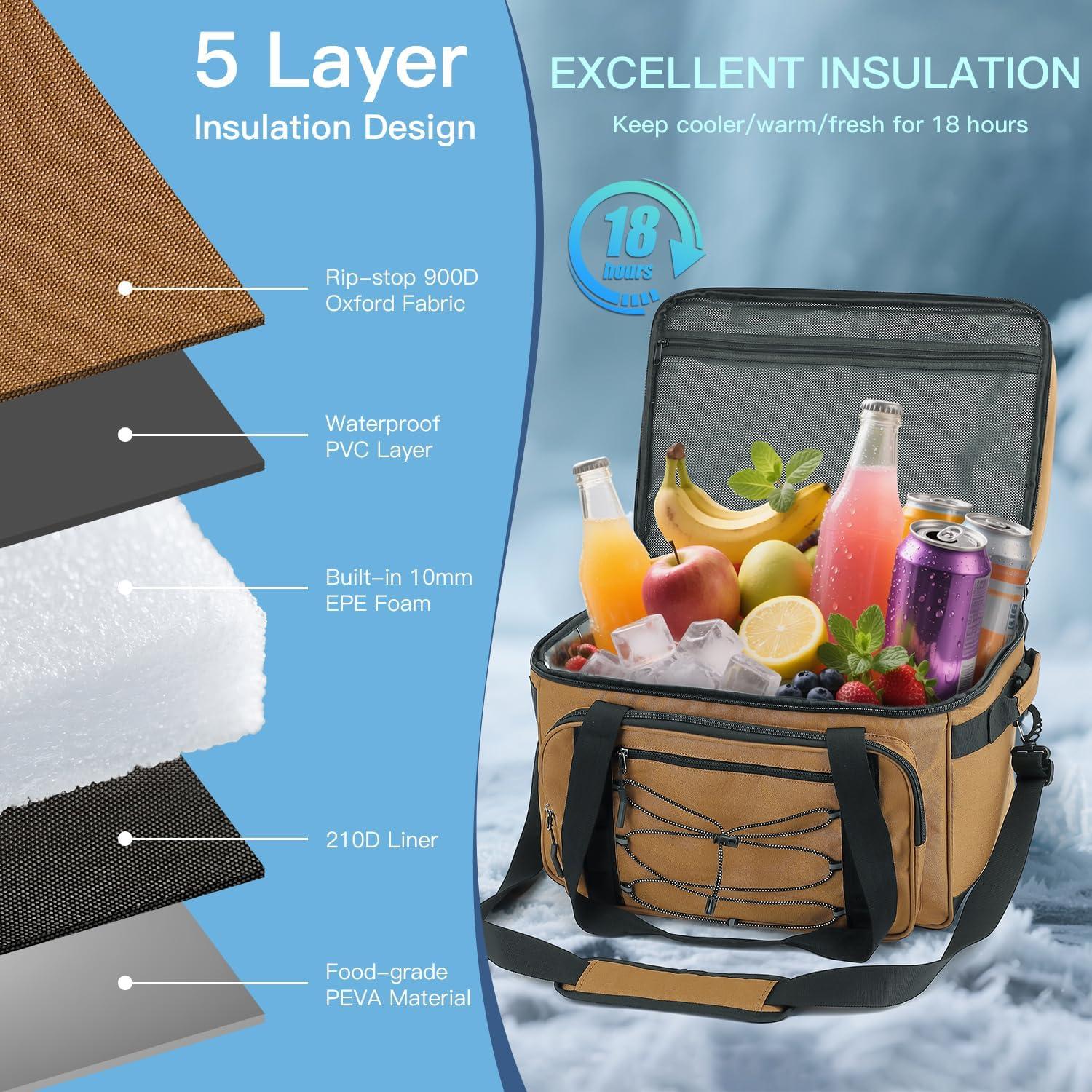 Bolsa de Enfriamiento Portátil TONRUYN 50L Doble Piso con Ruedas