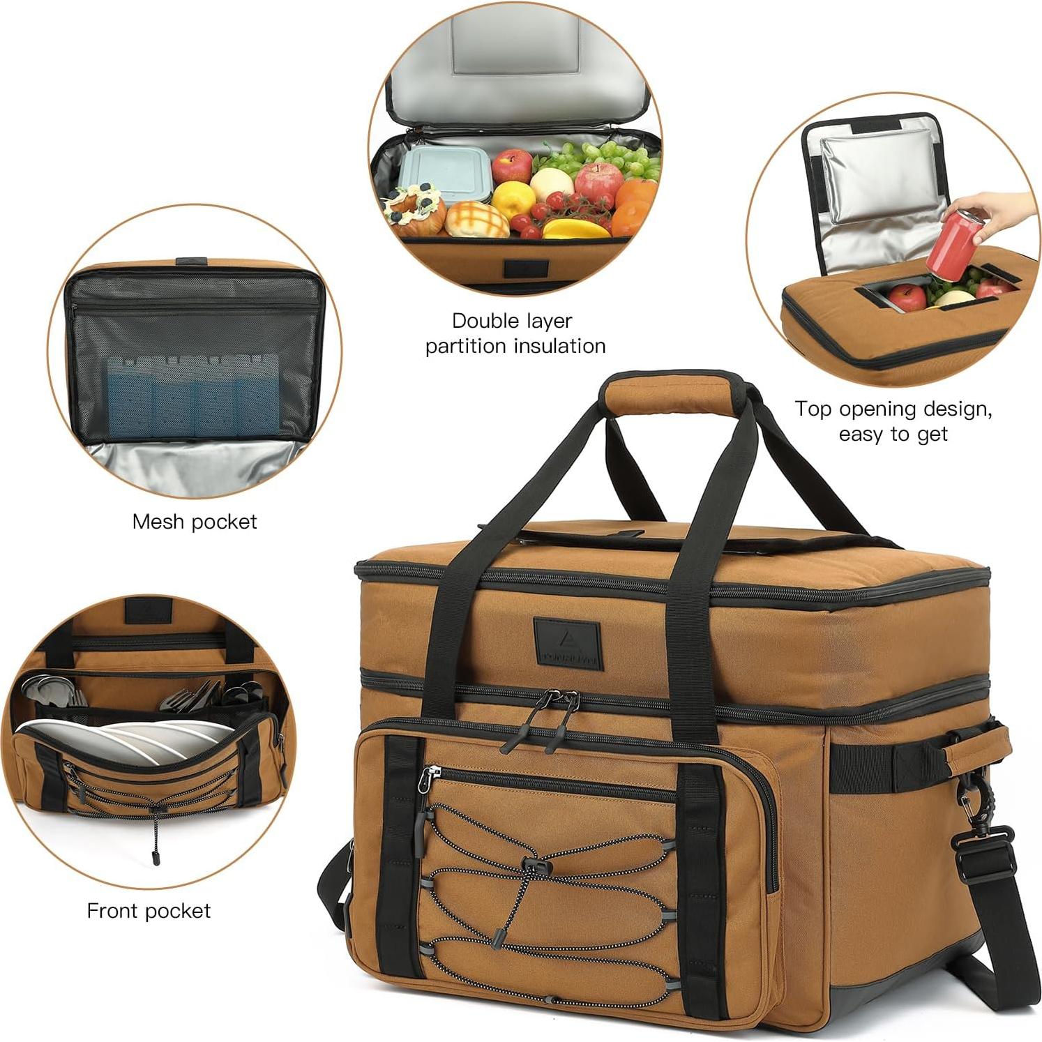 Bolsa de Enfriamiento Portátil TONRUYN 50L Doble Piso con Ruedas