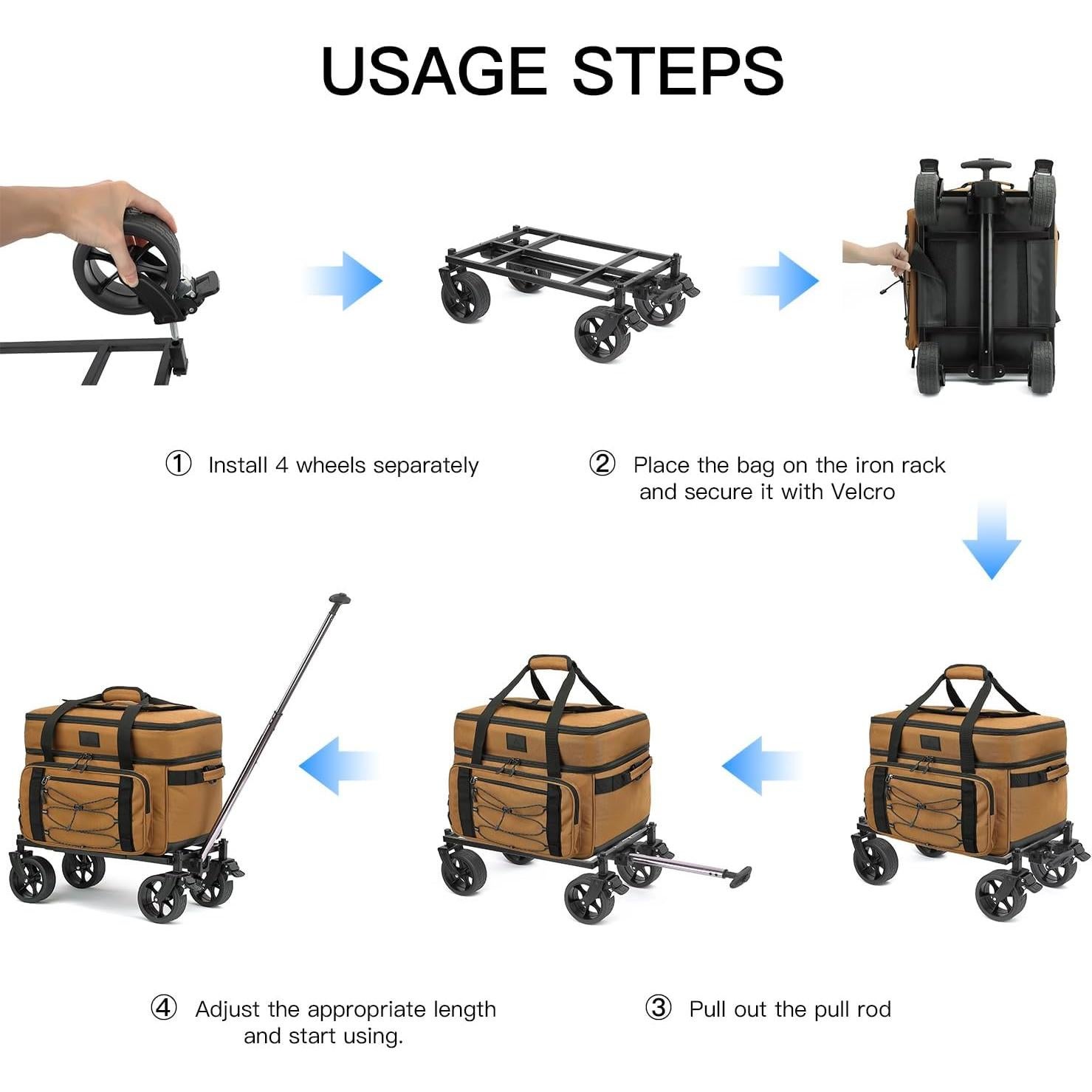 Bolsa de Enfriamiento Portátil TONRUYN 50L Doble Piso con Ruedas