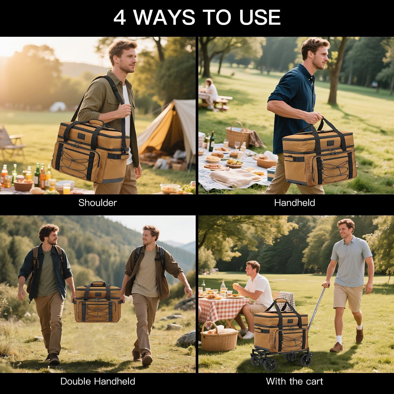 Bolsa de Enfriamiento Portátil TONRUYN 50L Doble Piso con Ruedas