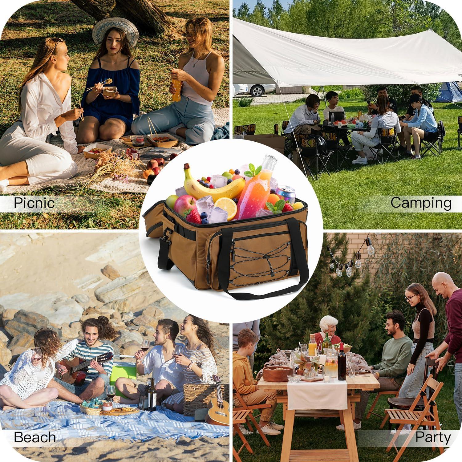 Bolsa de Enfriamiento Portátil TONRUYN 50L Doble Piso con Ruedas