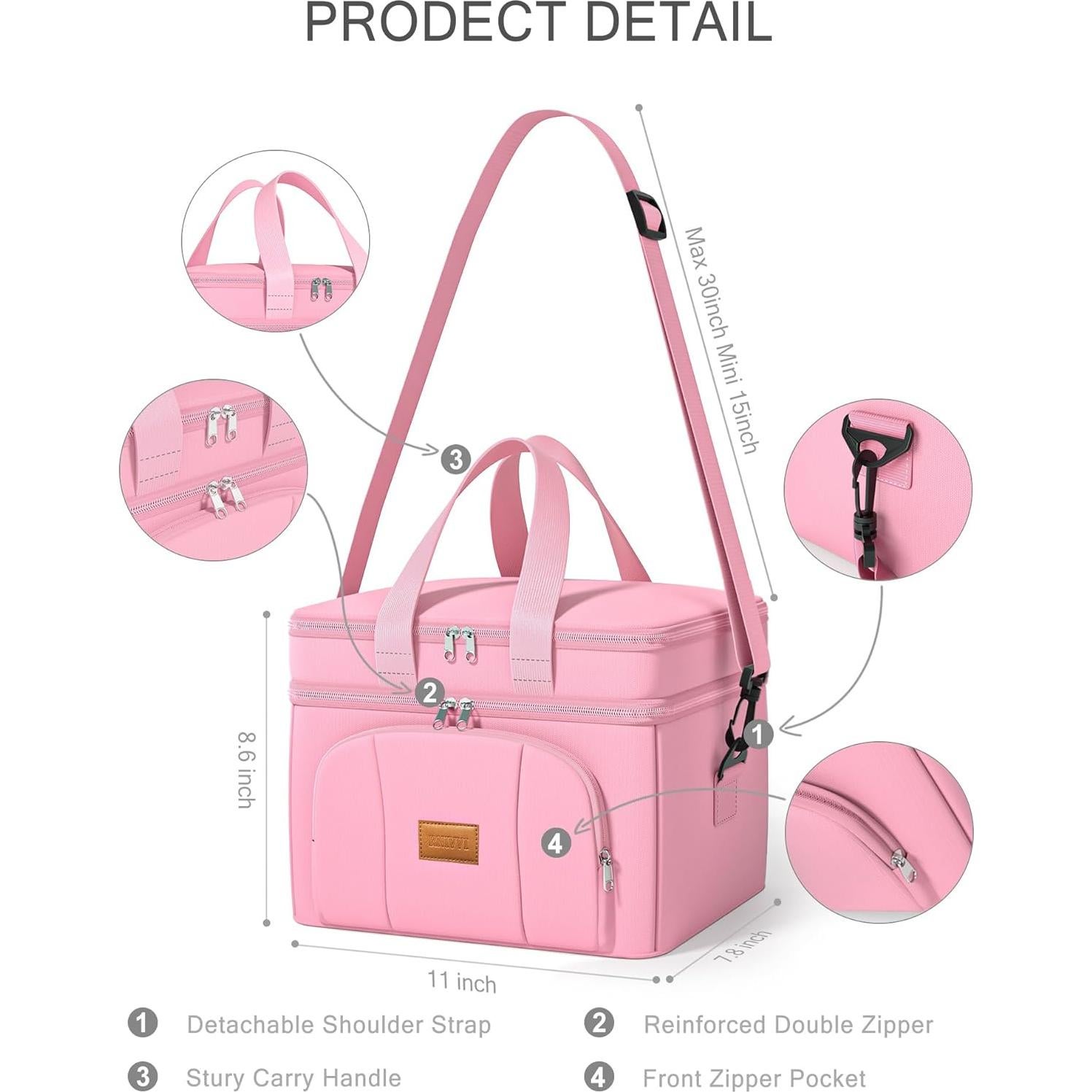 Bolsa Térmica Rnivvi 12L Rosa Doble Nivel a Prueba de Fugas