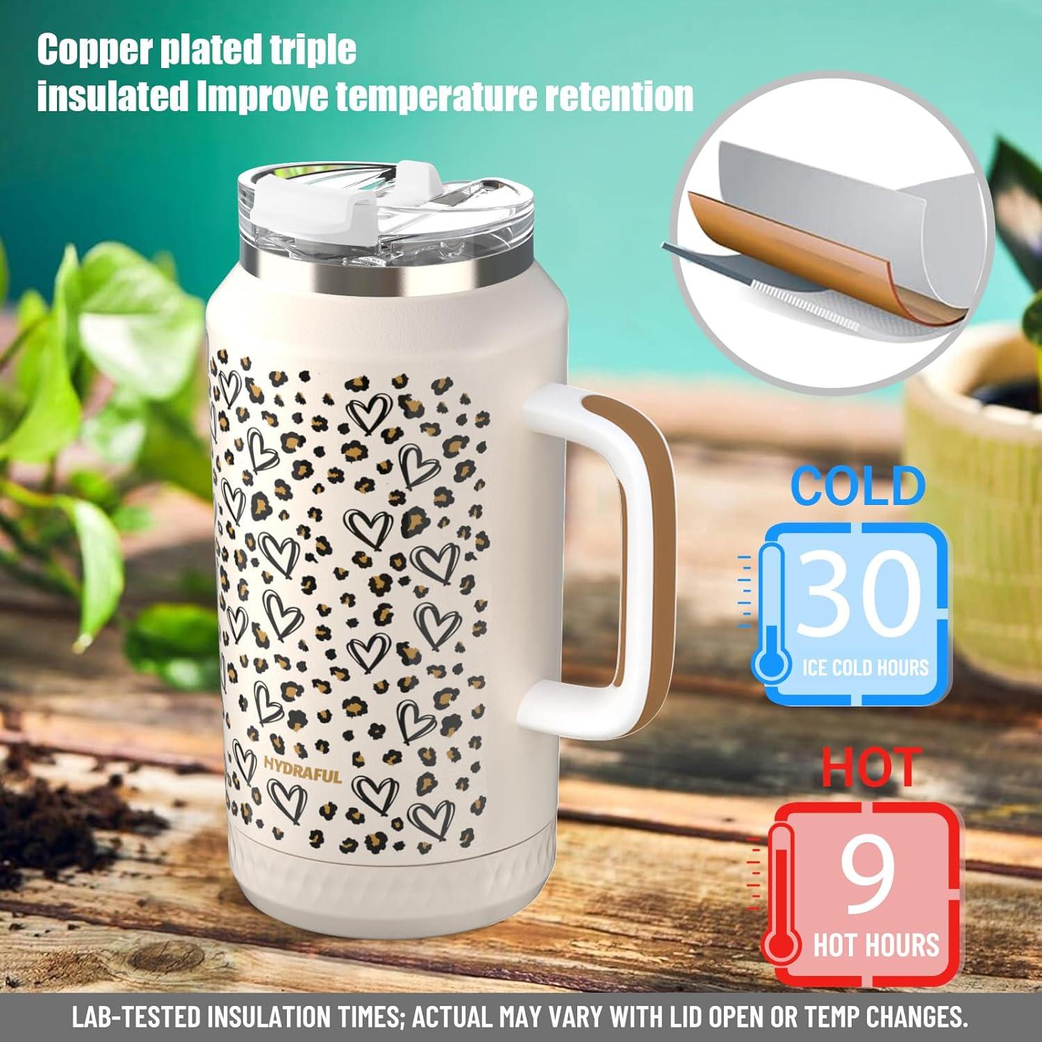 Taza aislada Hydraful 64 oz acero inoxidable rosa nude