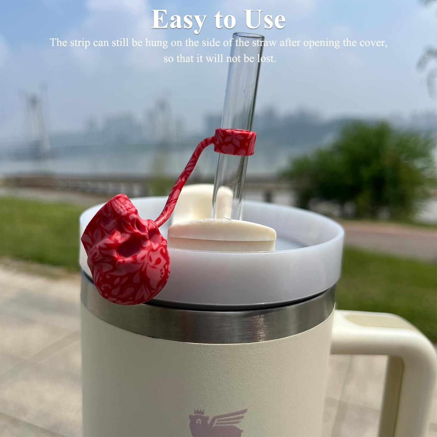 Tapa de Pajilla Calavera Amreich - 3 Pcs Silicona 10mm Halloween