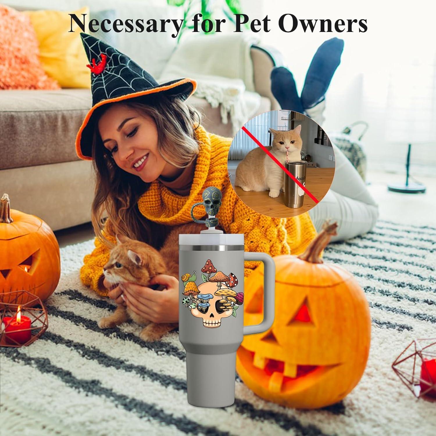 Tapa de Pajilla Calavera Amreich - 3 Pcs Silicona 10mm Halloween