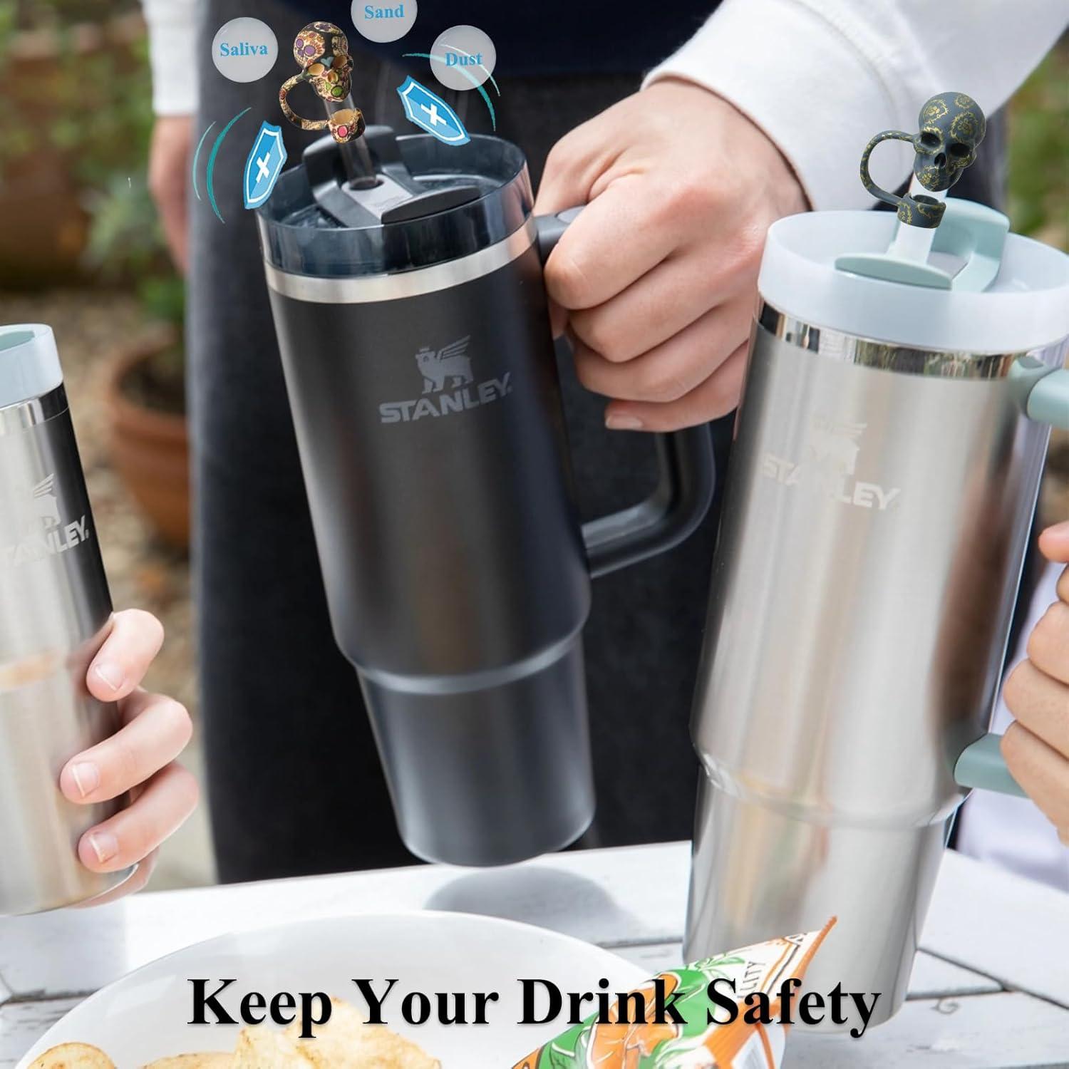 Tapa de Pajilla Calavera Amreich - 3 Pcs Silicona 10mm Halloween