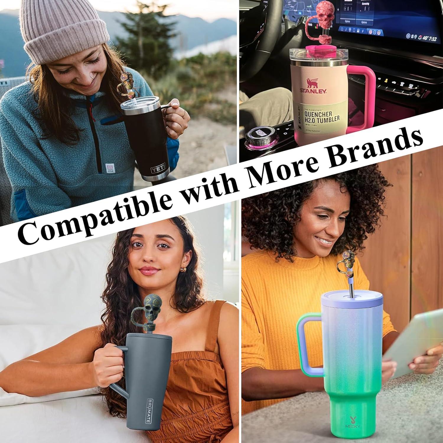 Tapa de Pajilla Calavera Amreich - 3 Pcs Silicona 10mm Halloween