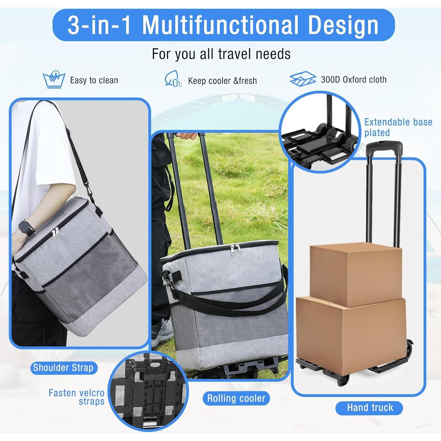 Enfriador Rodante Suave ZHJINGYU 40L Plegable con Ruedas