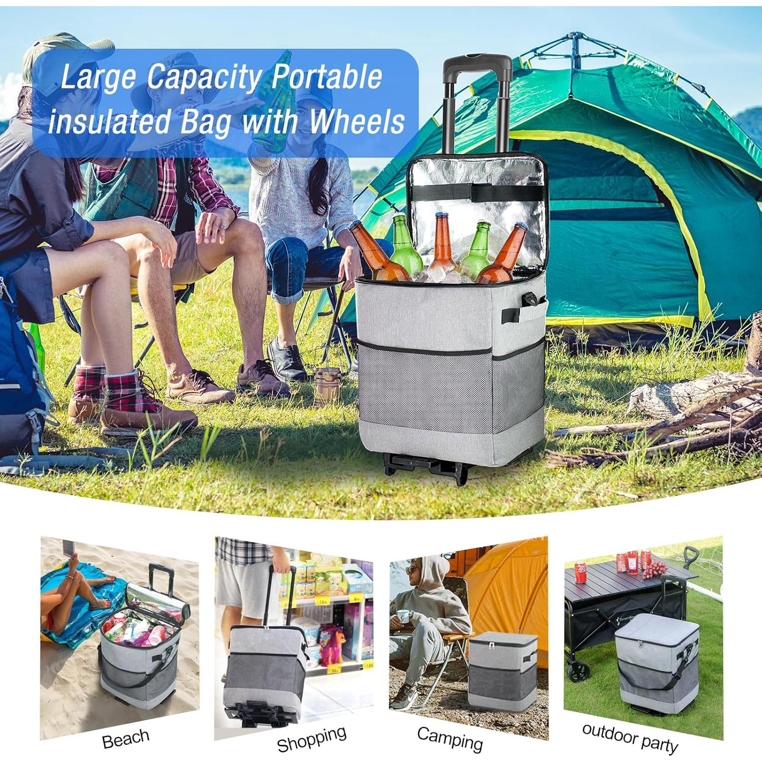 Enfriador Rodante Suave ZHJINGYU 40L Plegable con Ruedas