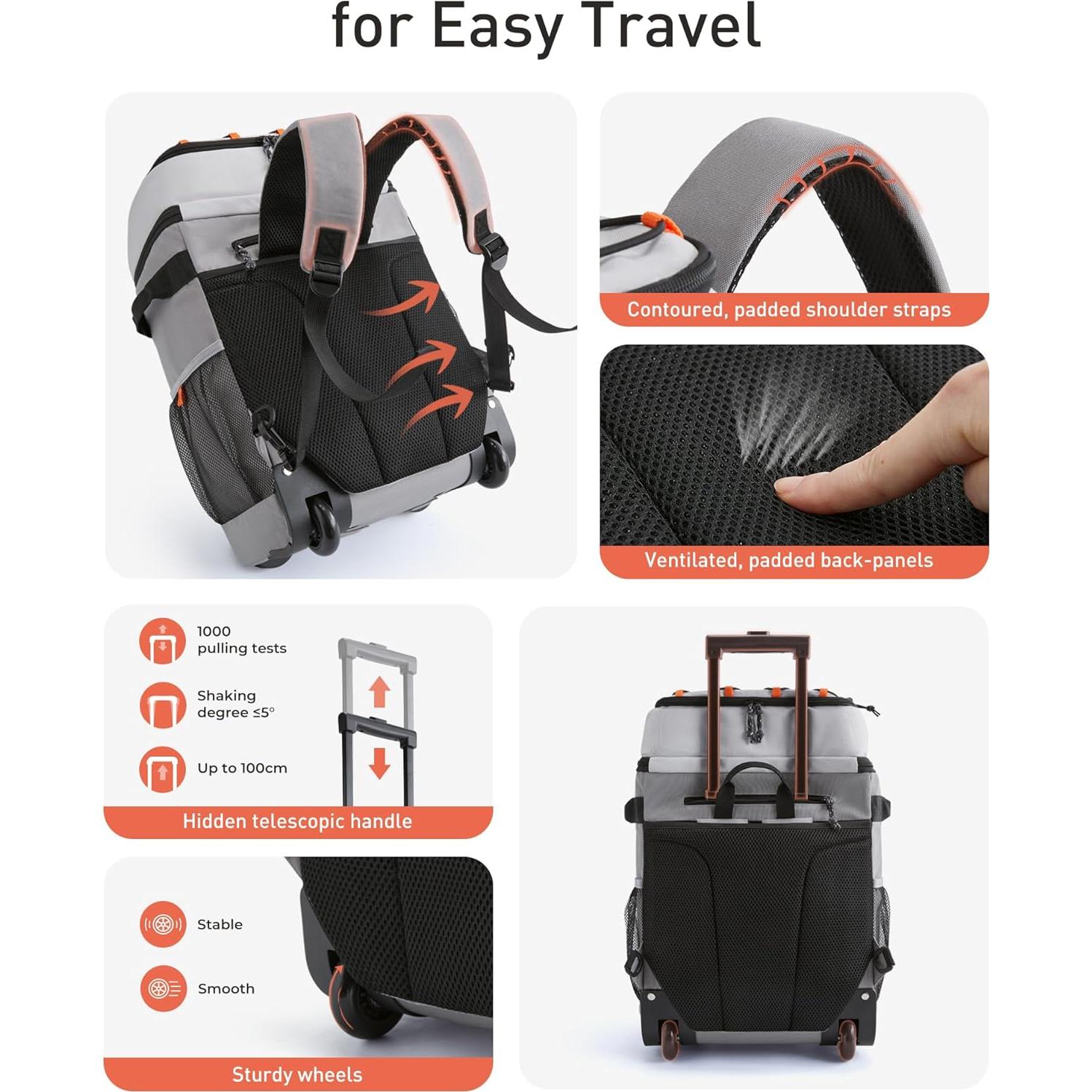 Mochila Enfriadora Rodante TOURIT 30L Doble Nivel Gris