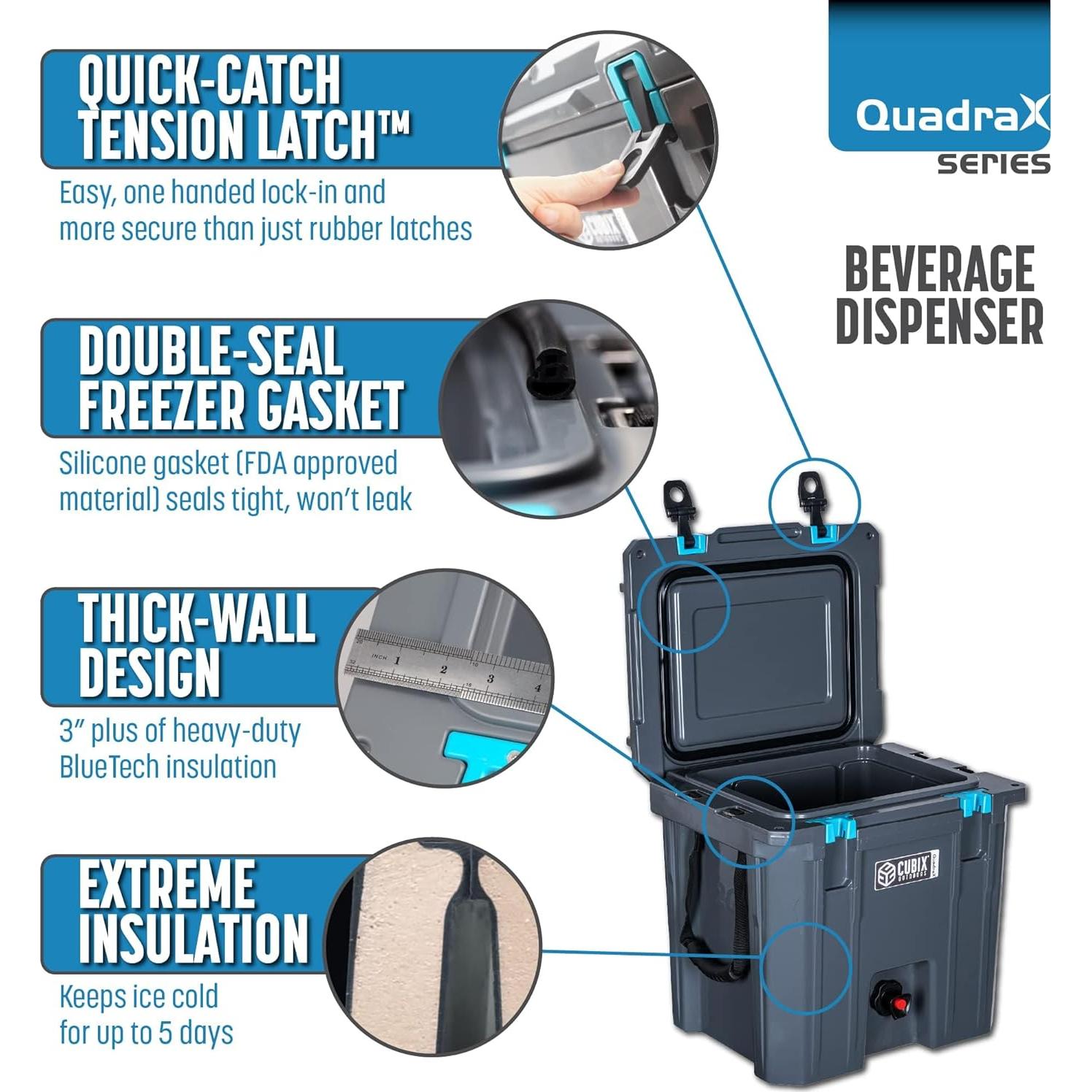 Dispensador de Bebidas Cubix Outdoors QuadraX 20QT 5 Días Frío