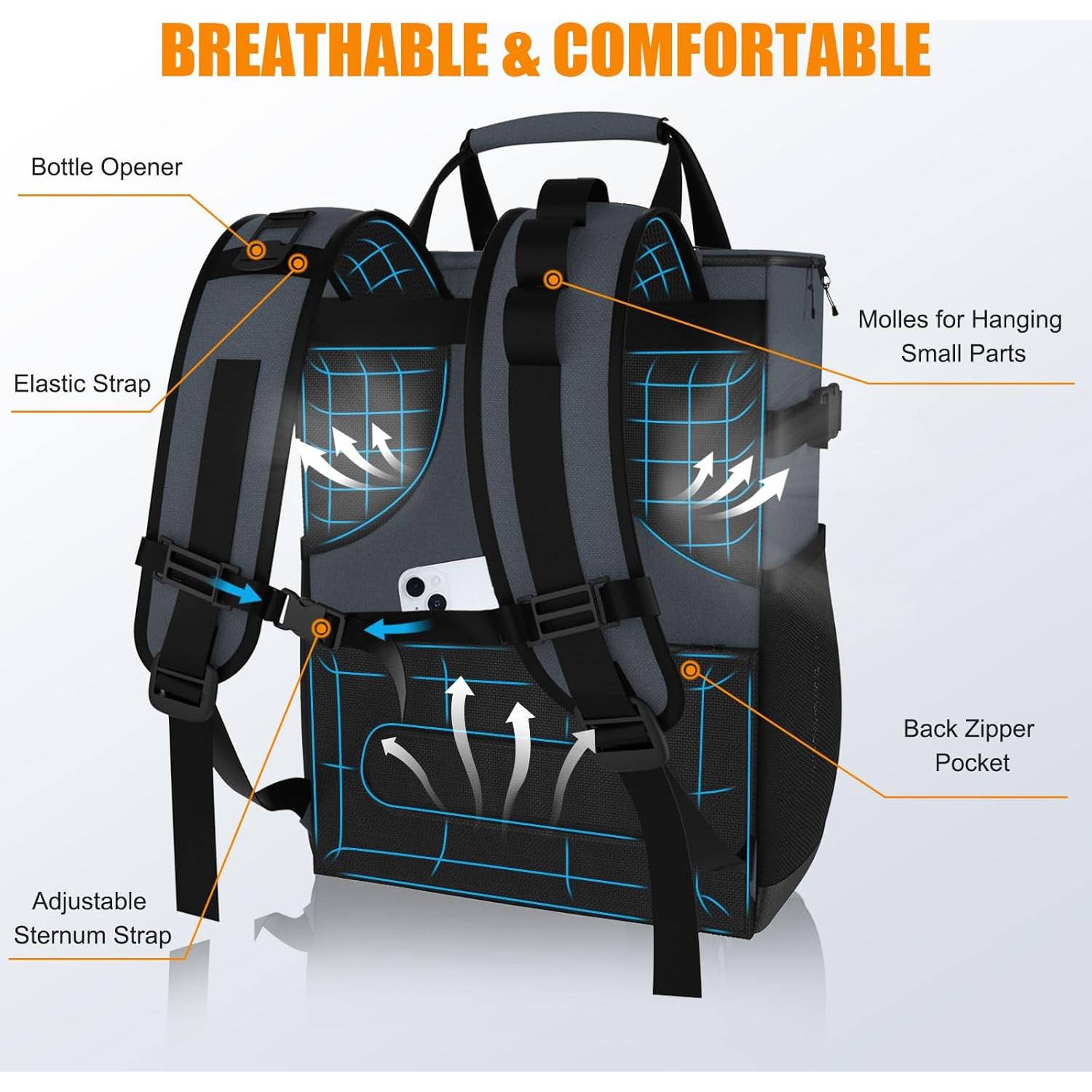 Mochila Enfriadora AYAMAYA 24 L Gris Impermeable 16H Aislamiento