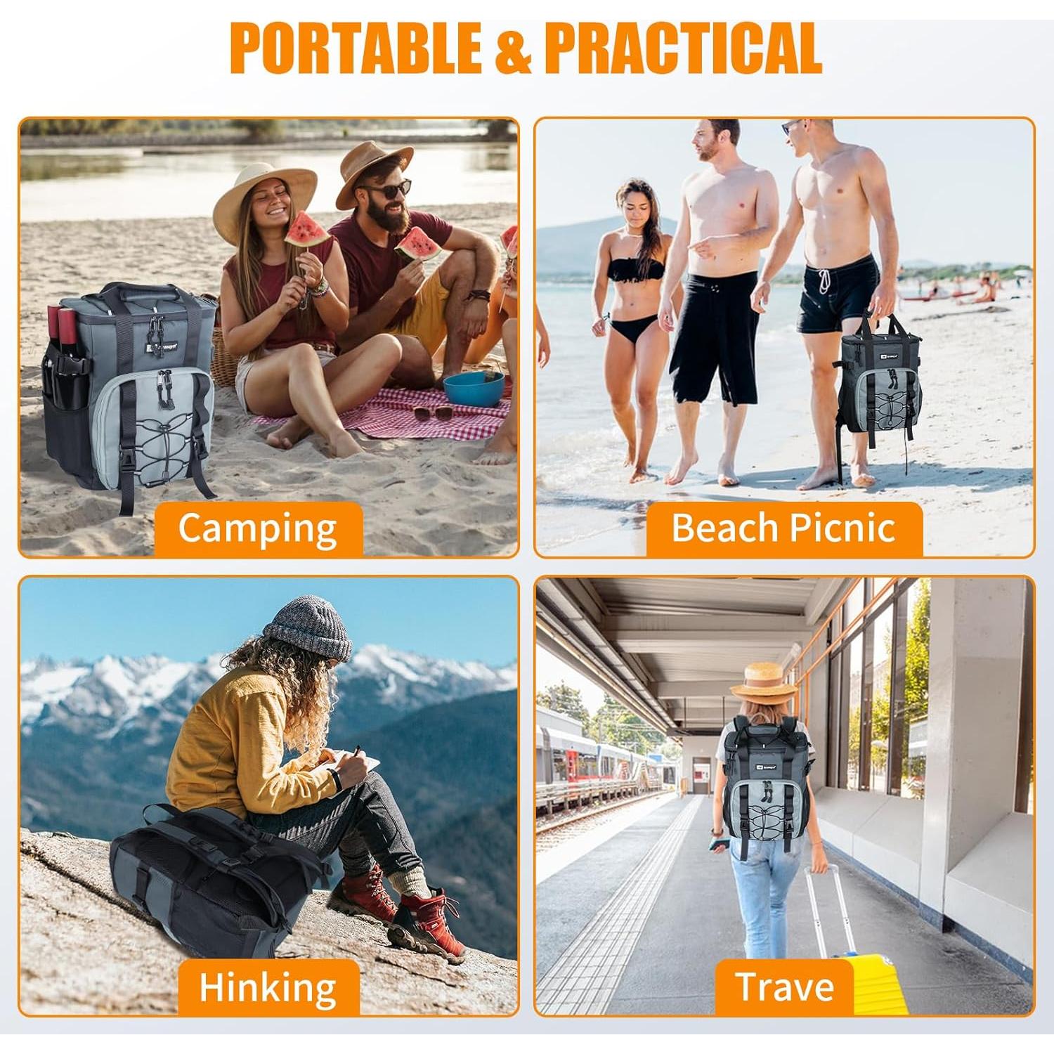 Mochila Enfriadora AYAMAYA 24 L Gris Impermeable 16H Aislamiento