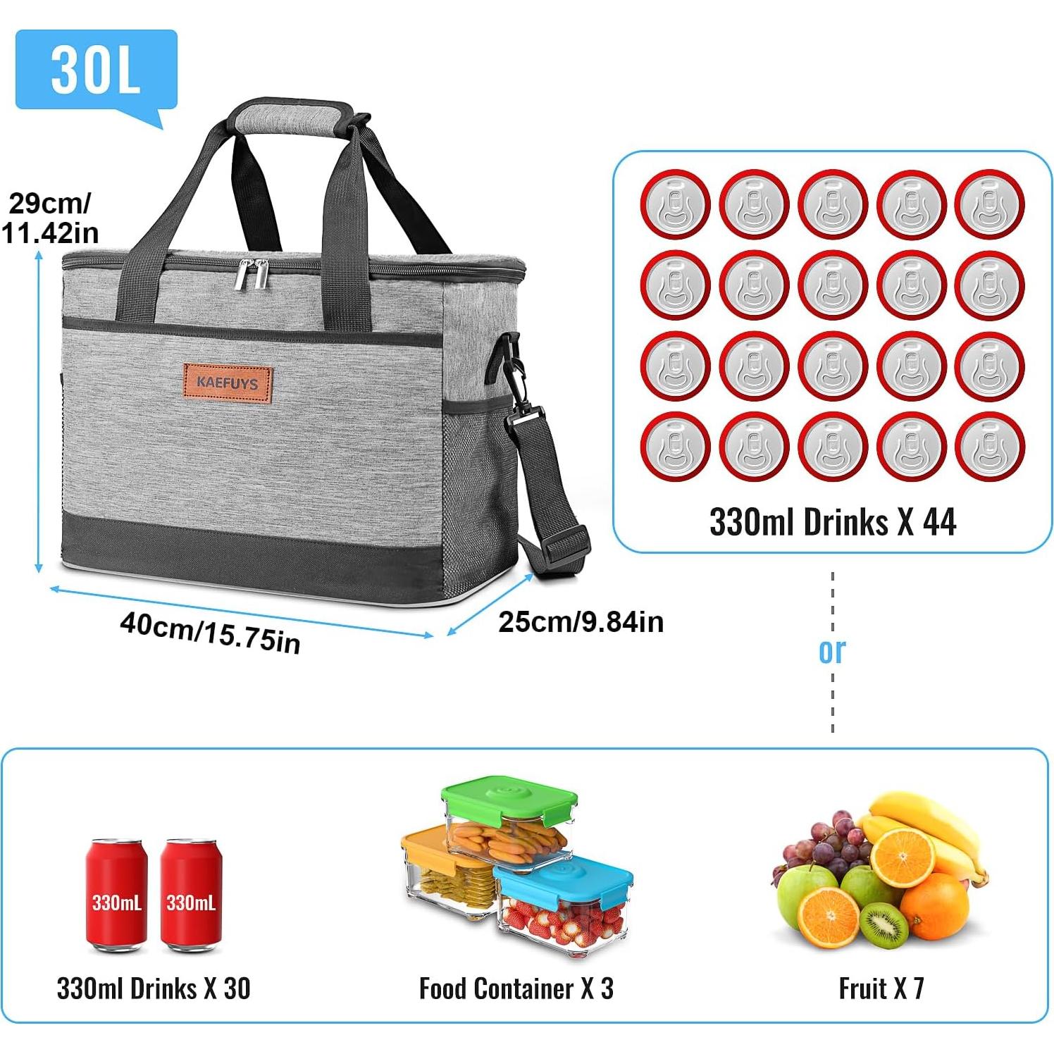 Bolsa Térmica Aislada KAEFUYS 30L Impermeable para Picnic