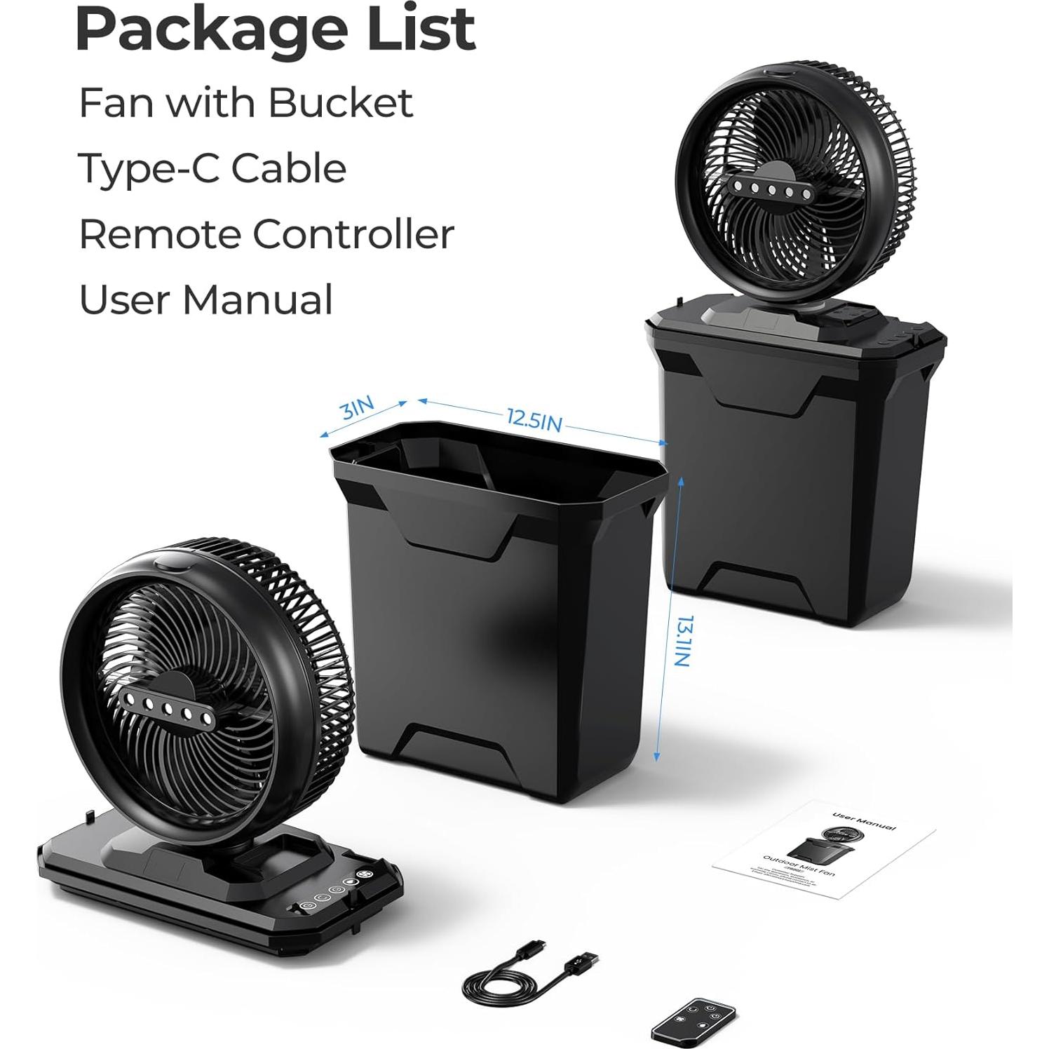 Ventilador de Nebulización Koonie 10" para Camping 11L 20000mAh