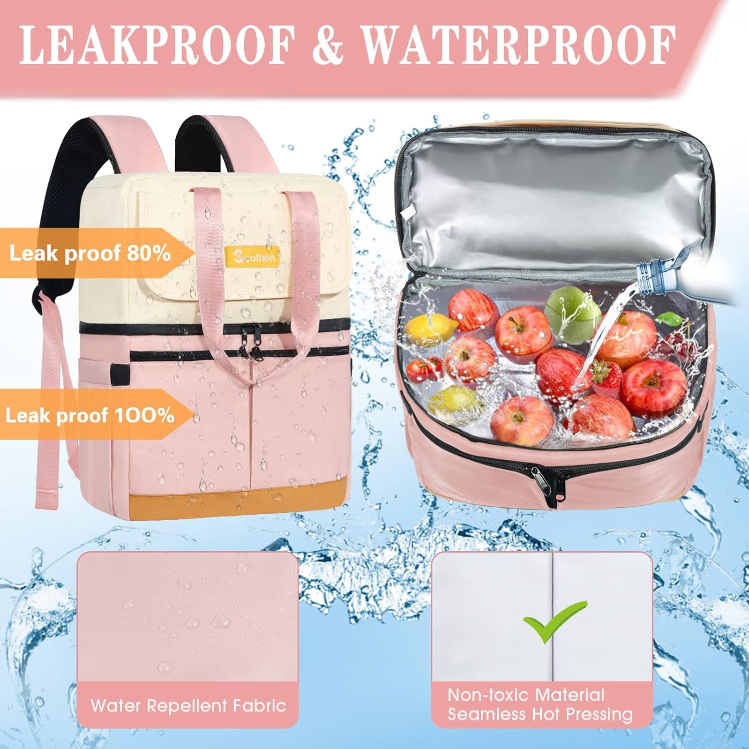 Mochila Nevera Aislada Scothen Rosa Doble Nivel 36 Latas 11.88L