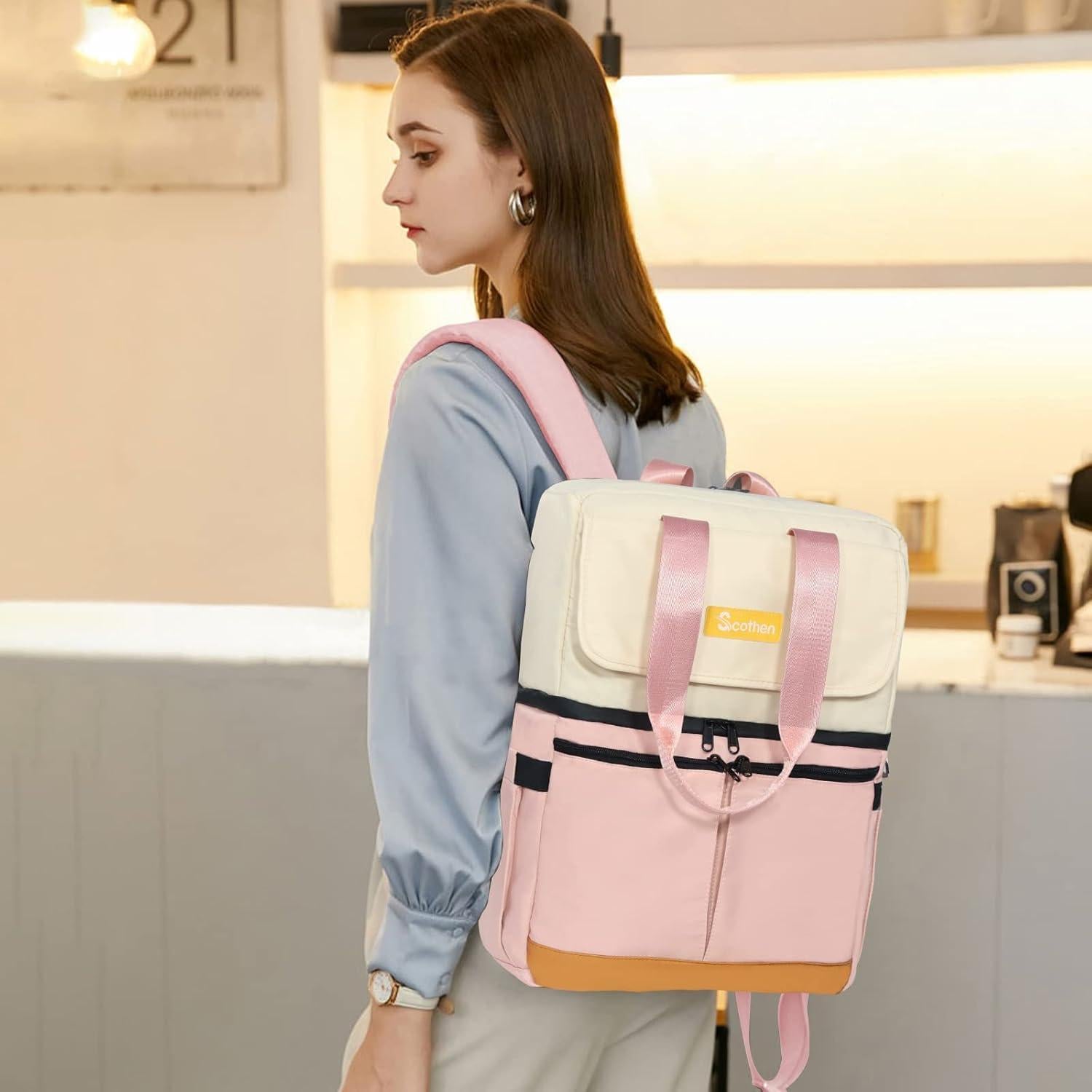 Mochila Nevera Aislada Scothen Rosa Doble Nivel 36 Latas 11.88L