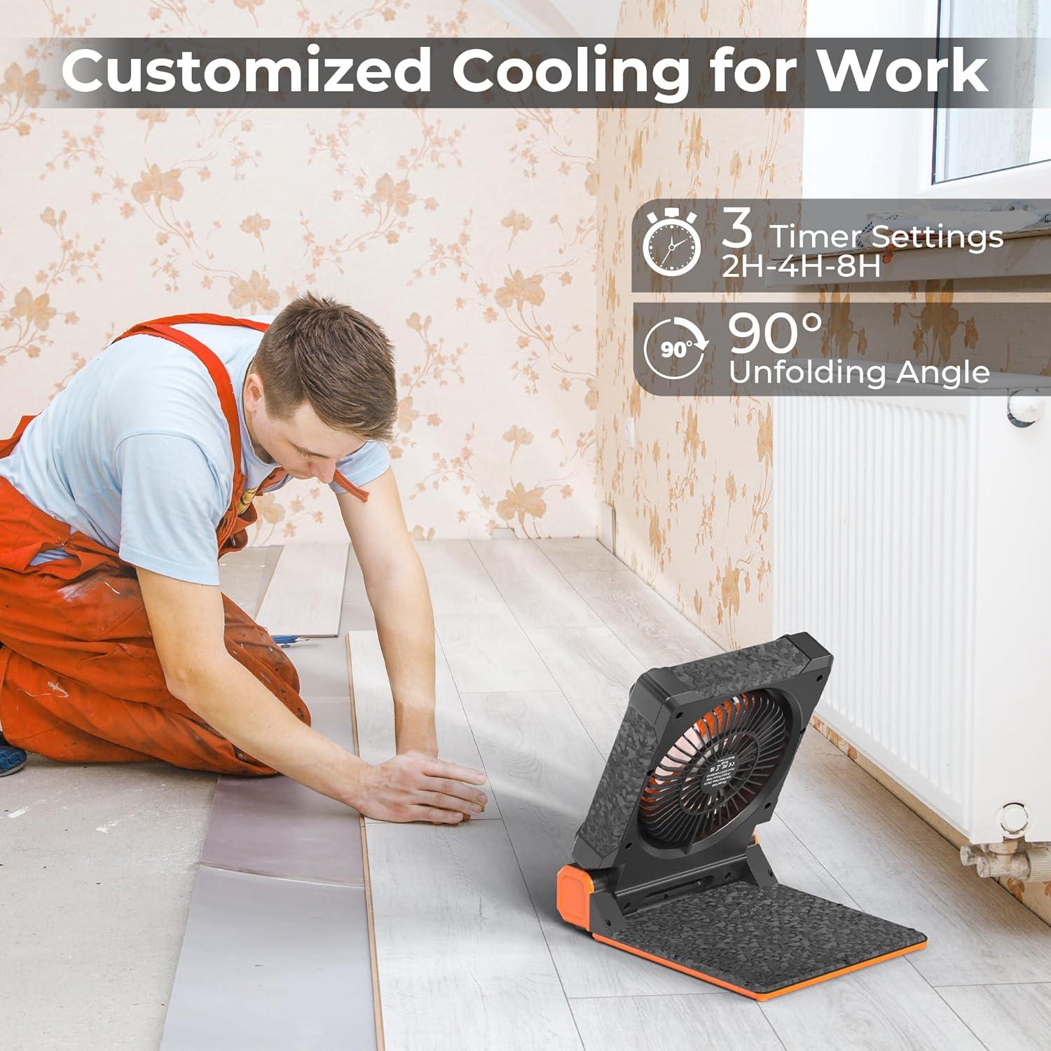 Ventilador Solar KITWLEMEN 11" Recargable con Linterna LED