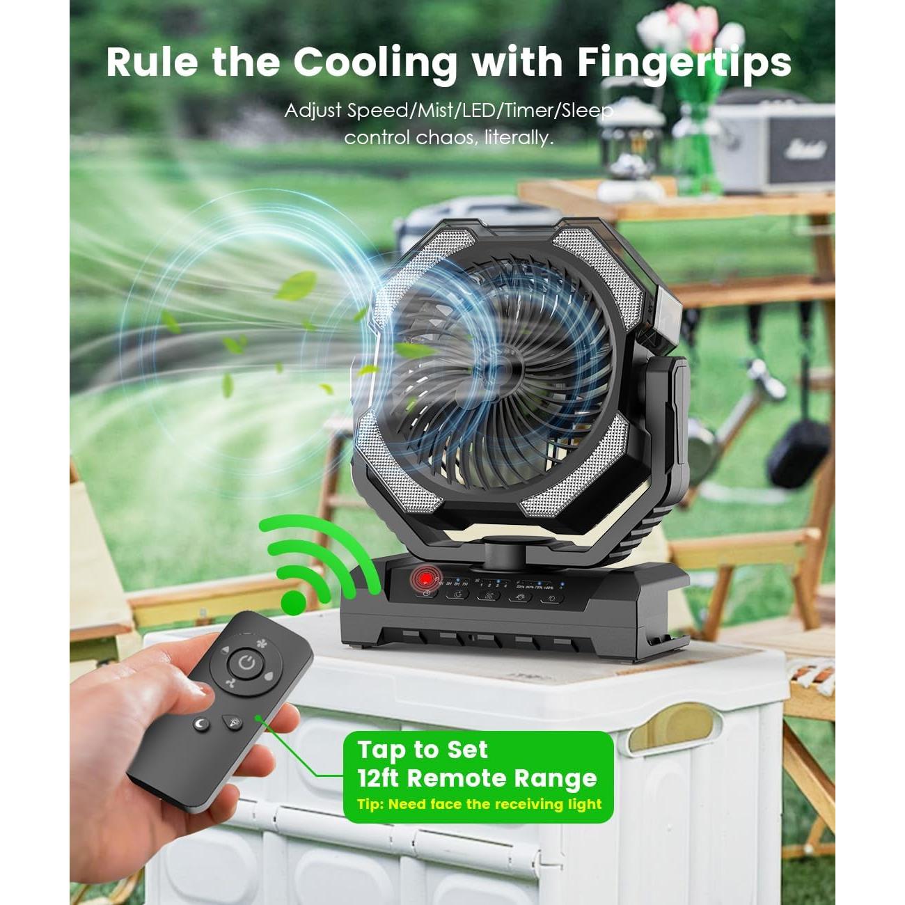 Ventilador de Camping Aopircs F038 con Nebulización 10W 1.2kg