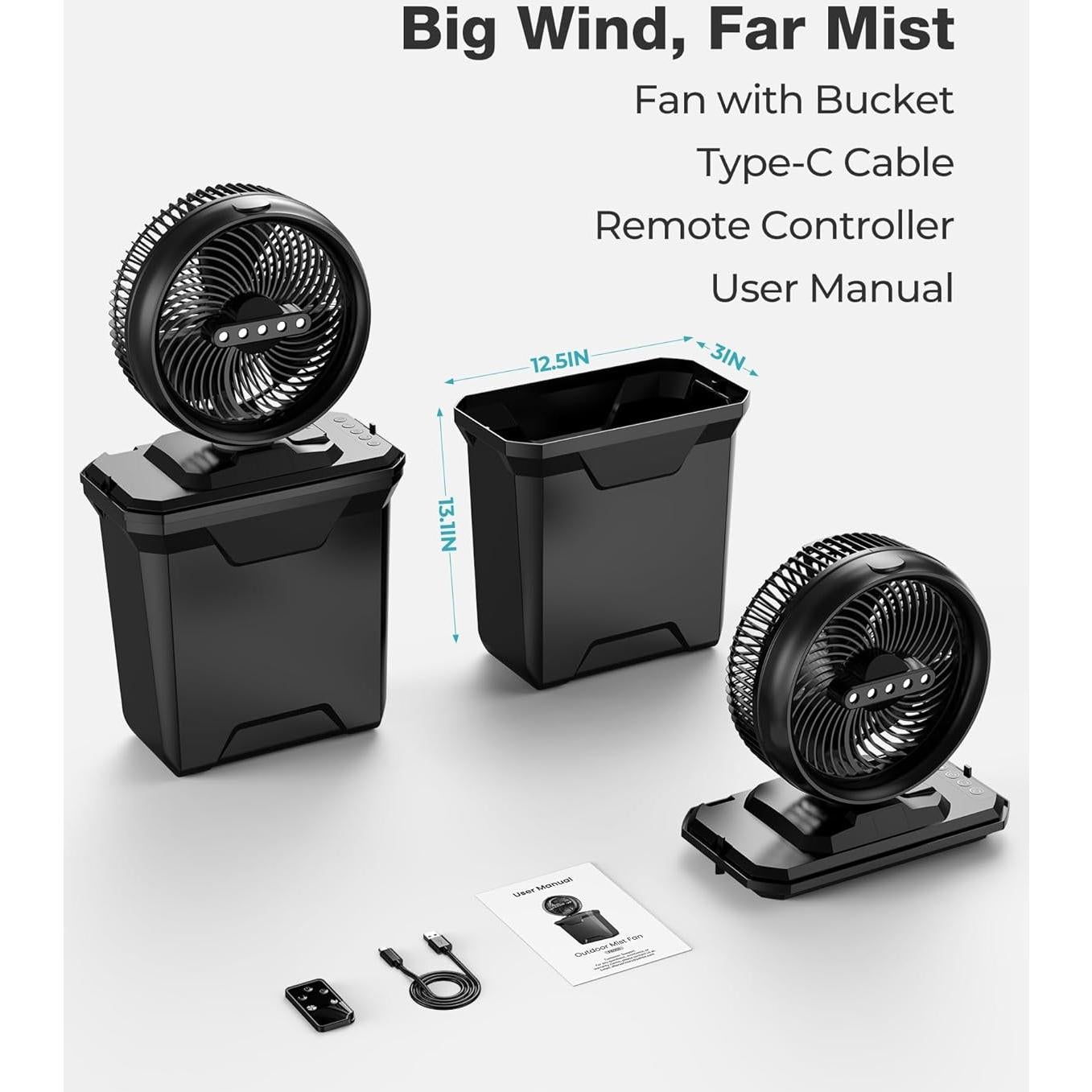 Ventilador de Nebulización xasla 10" Portátil 20000mAh 11L