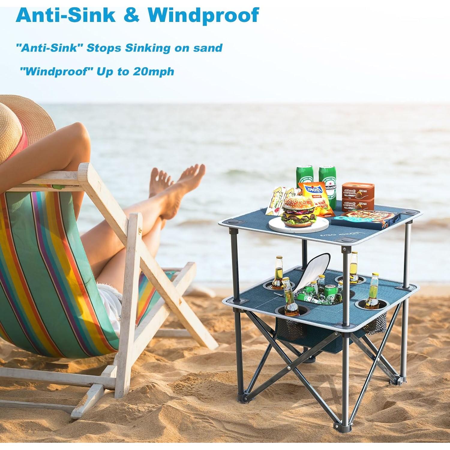 Mesa de Playa Plegable ARMOR CASTLE AMC3023 con Enfriador