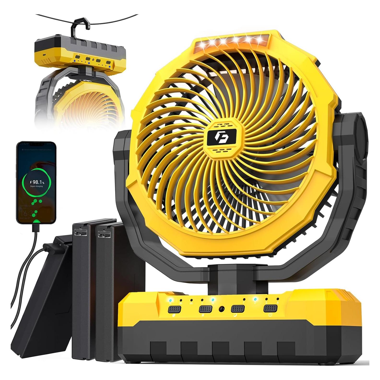 Ventilador Portátil Korbot 36000mAh con Control Remoto y LED