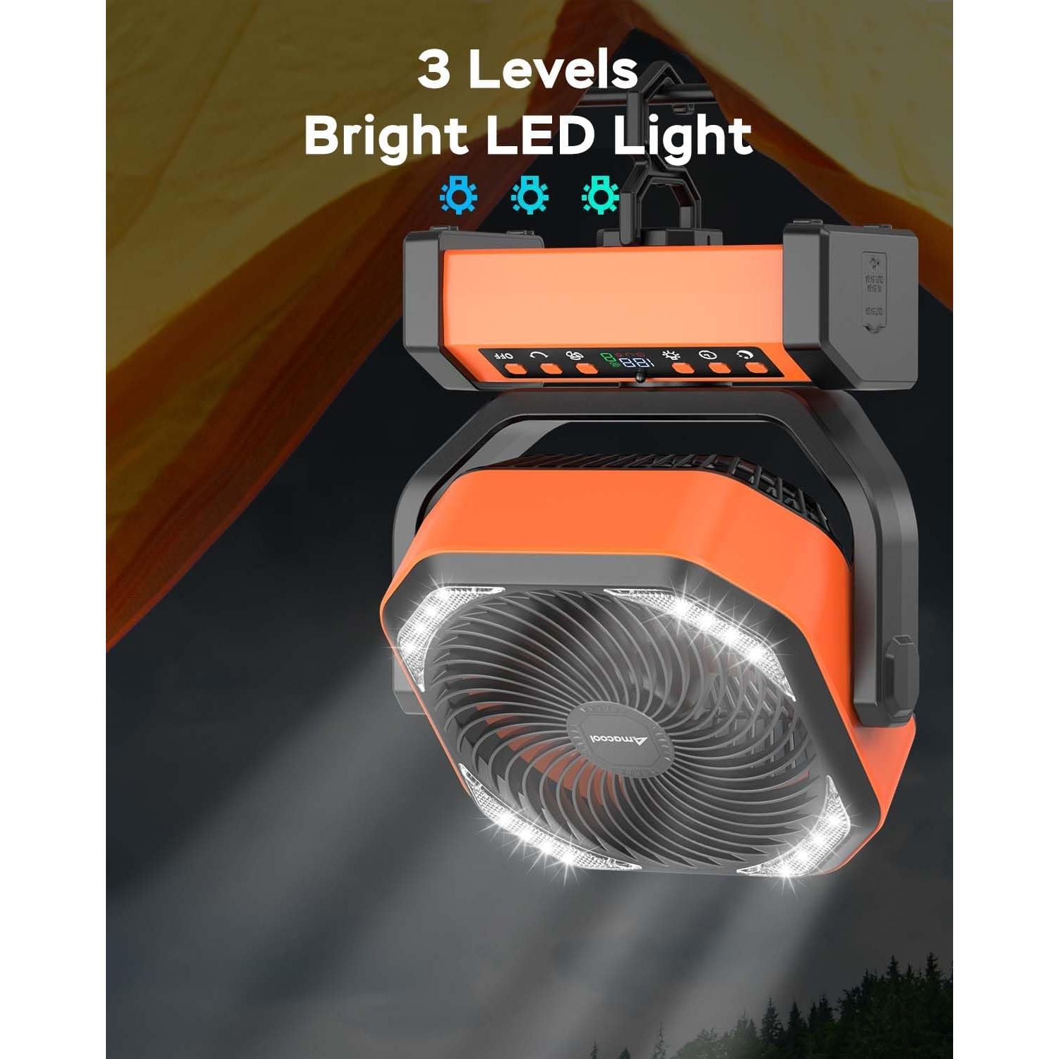 Ventilador de Camping AMACOOL D22 con Luz LED 20000mAh