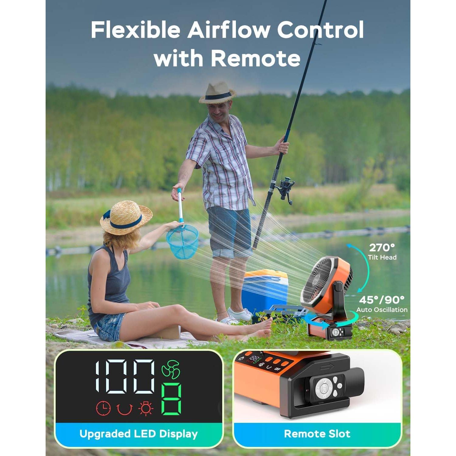 Ventilador de Camping AMACOOL D22 con Luz LED 20000mAh