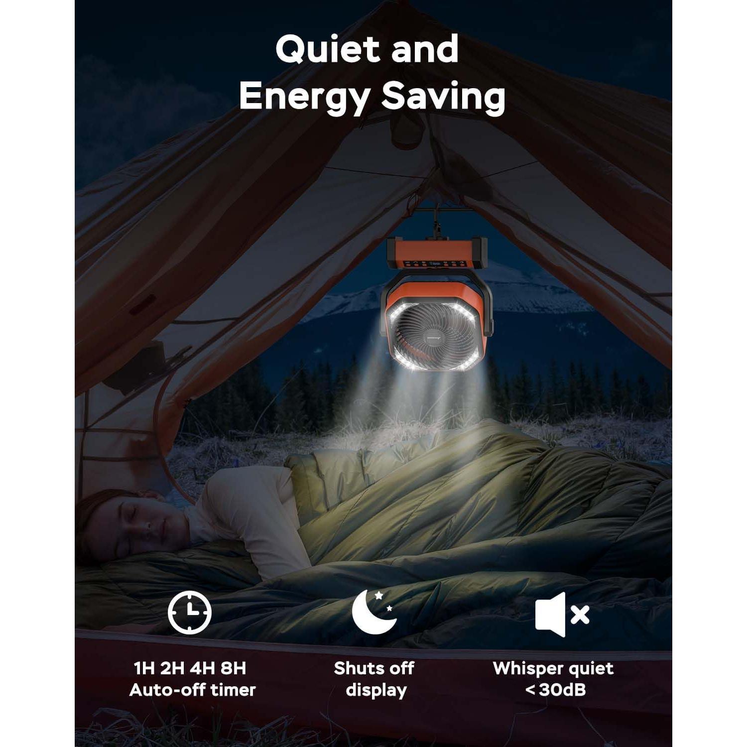 Ventilador de Camping AMACOOL D22 con Luz LED 20000mAh